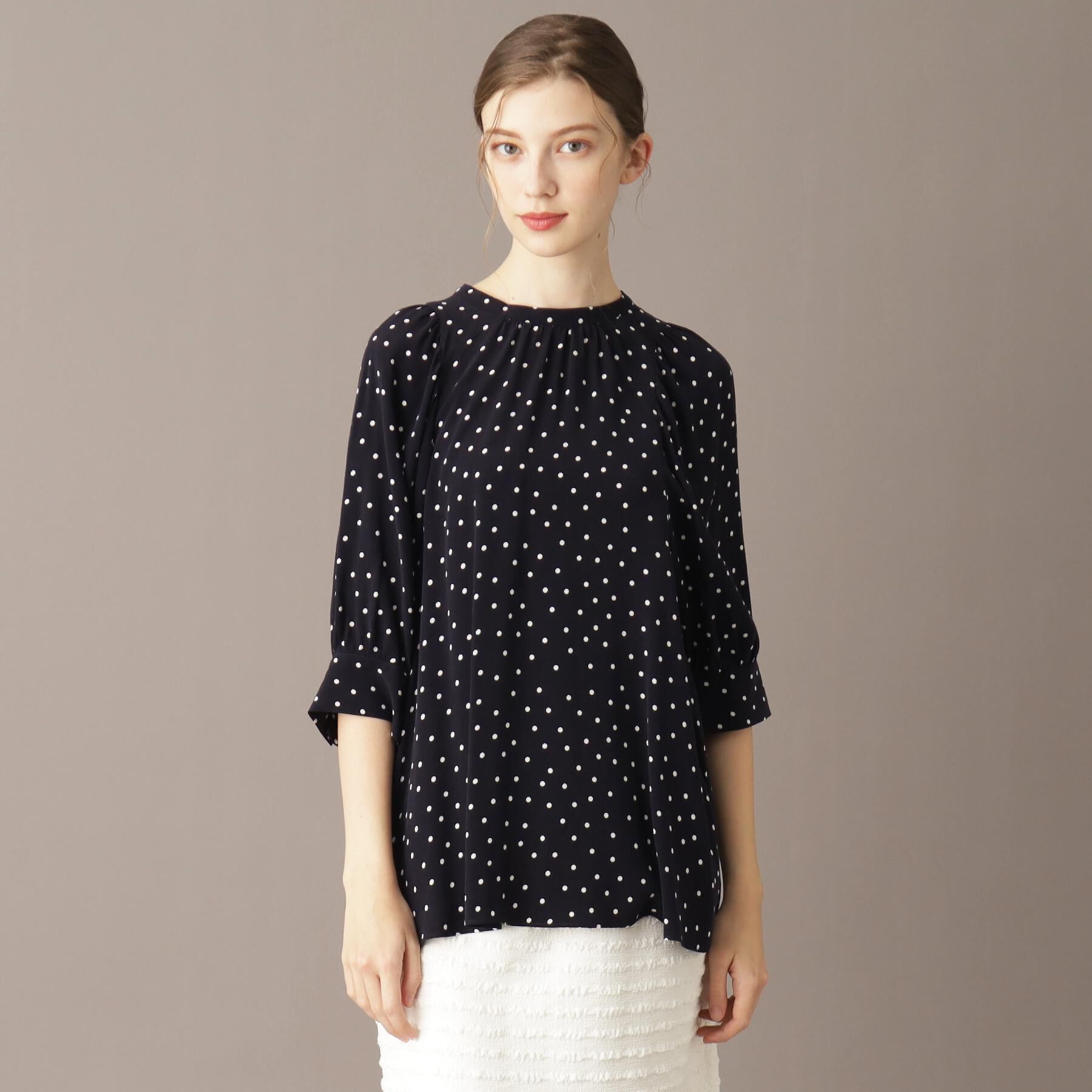 DRESSTERIOR「【洗える/日本製】ドットPTボリュームスリーブブラウス」|シャツ・ブラウス|