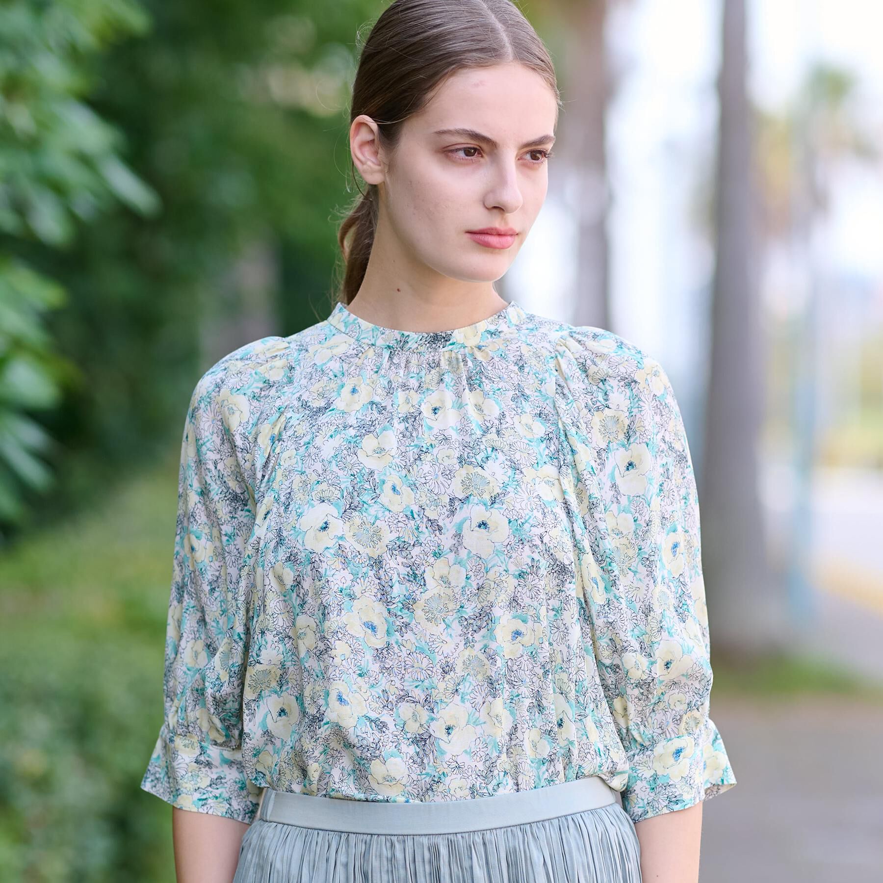 DRESSTERIOR「【着映え／花柄】フラワープリントボリュームスリーブブラウス」|シャツ・ブラウス|