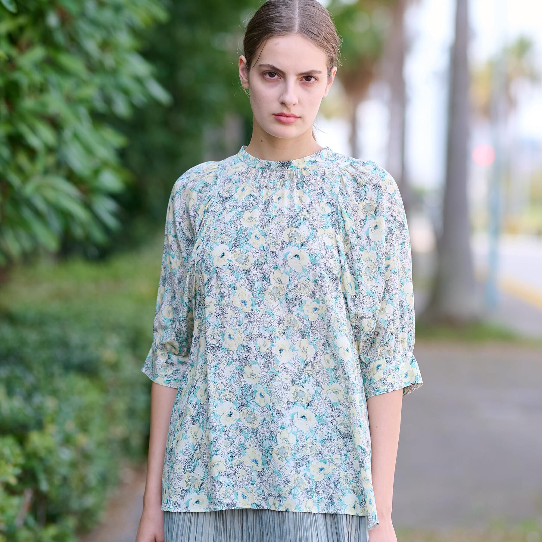 DRESSTERIOR「【着映え／花柄】フラワープリントボリュームスリーブブラウス」|シャツ・ブラウス|