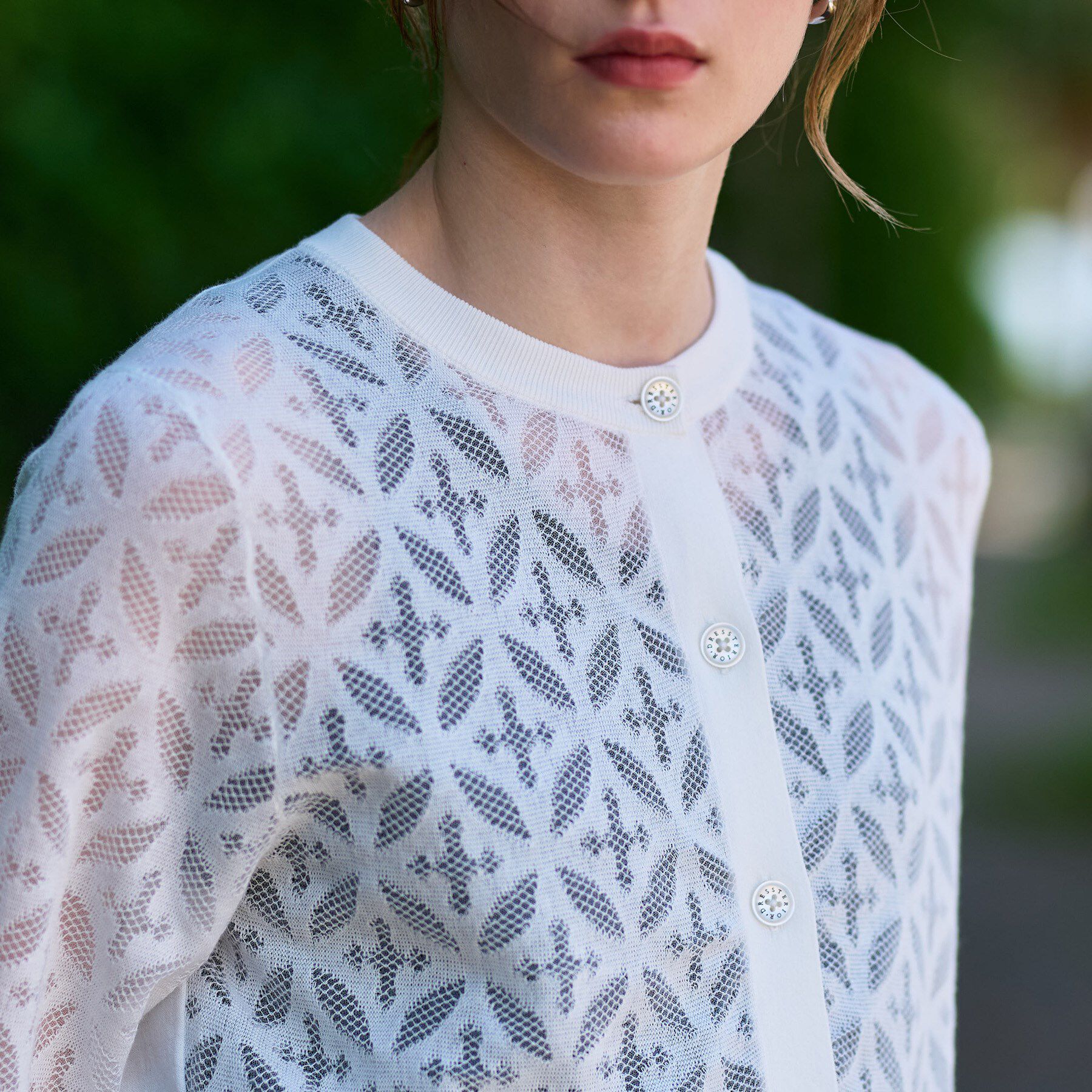 DRESSTERIOR「【洗える/シアー素材】オーバーラップレースハーフスリーブ」|カーディガン|