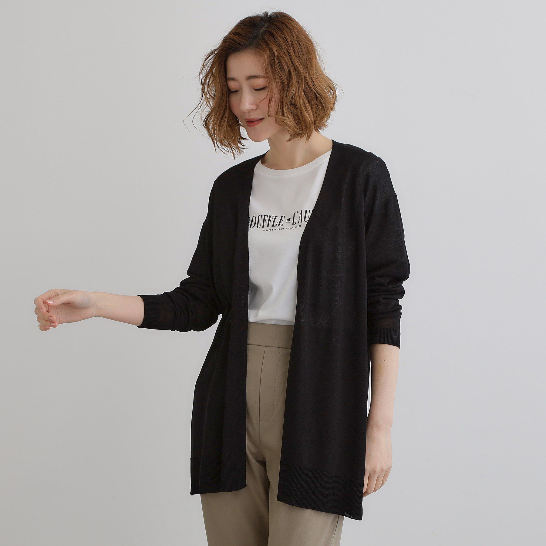 grove「【接触冷感/UVカットetc】夏に嬉しい機能付き！ベーシックロングカーディガン」|カーディガン|ブラック(019)