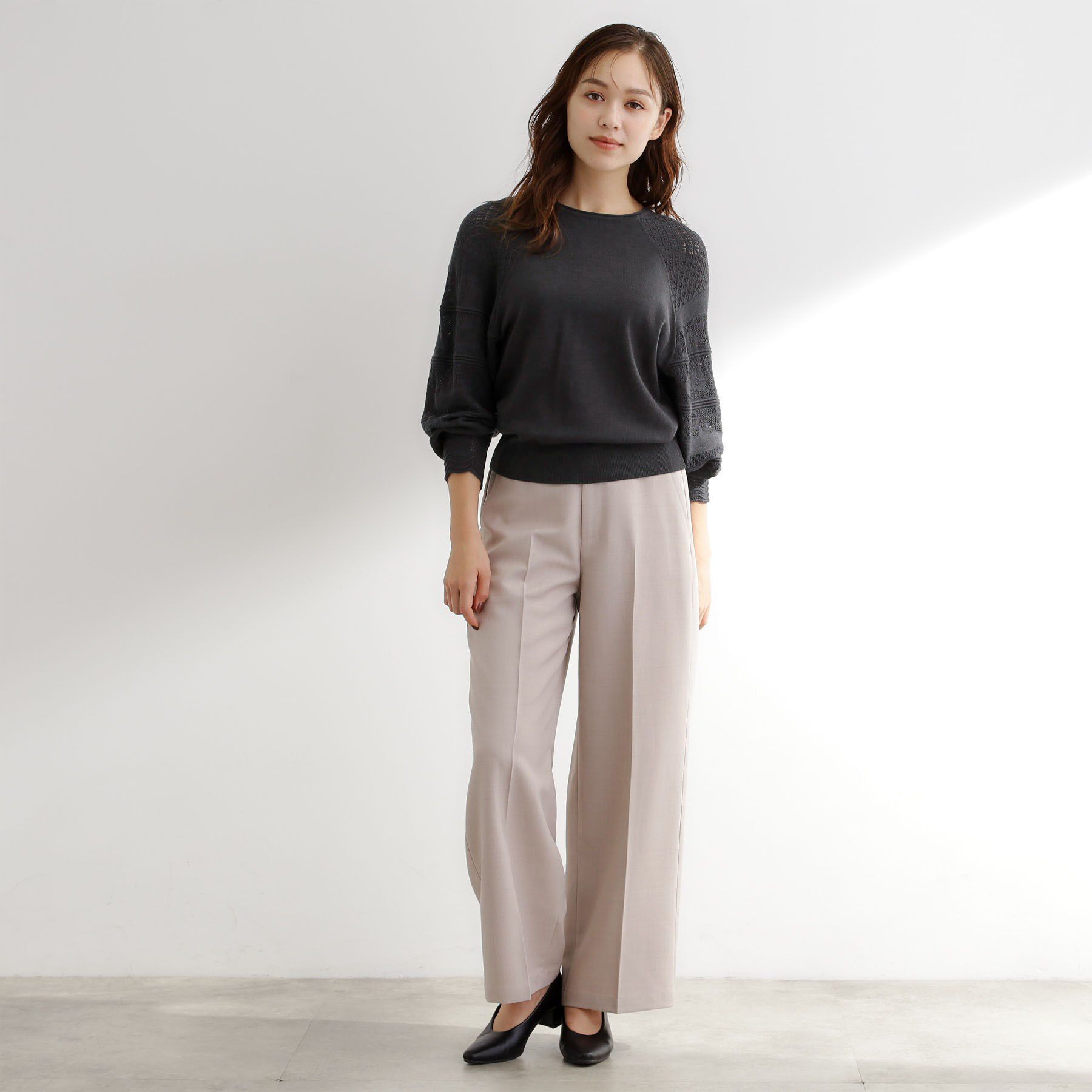 grove「袖レース編みラグランスリーブニット」|ニット・セーター|