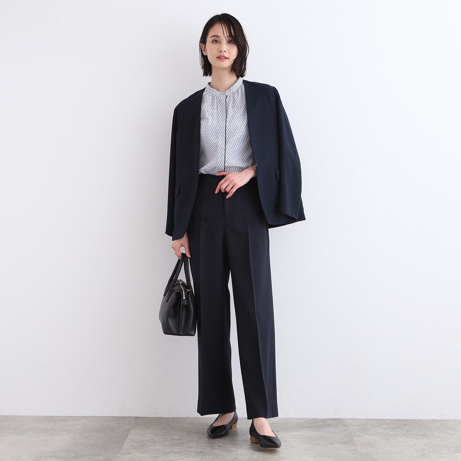 INDIVI「【洗える／UVケア／SETUP可能】ウール調ワイドパンツ」|スーツ|