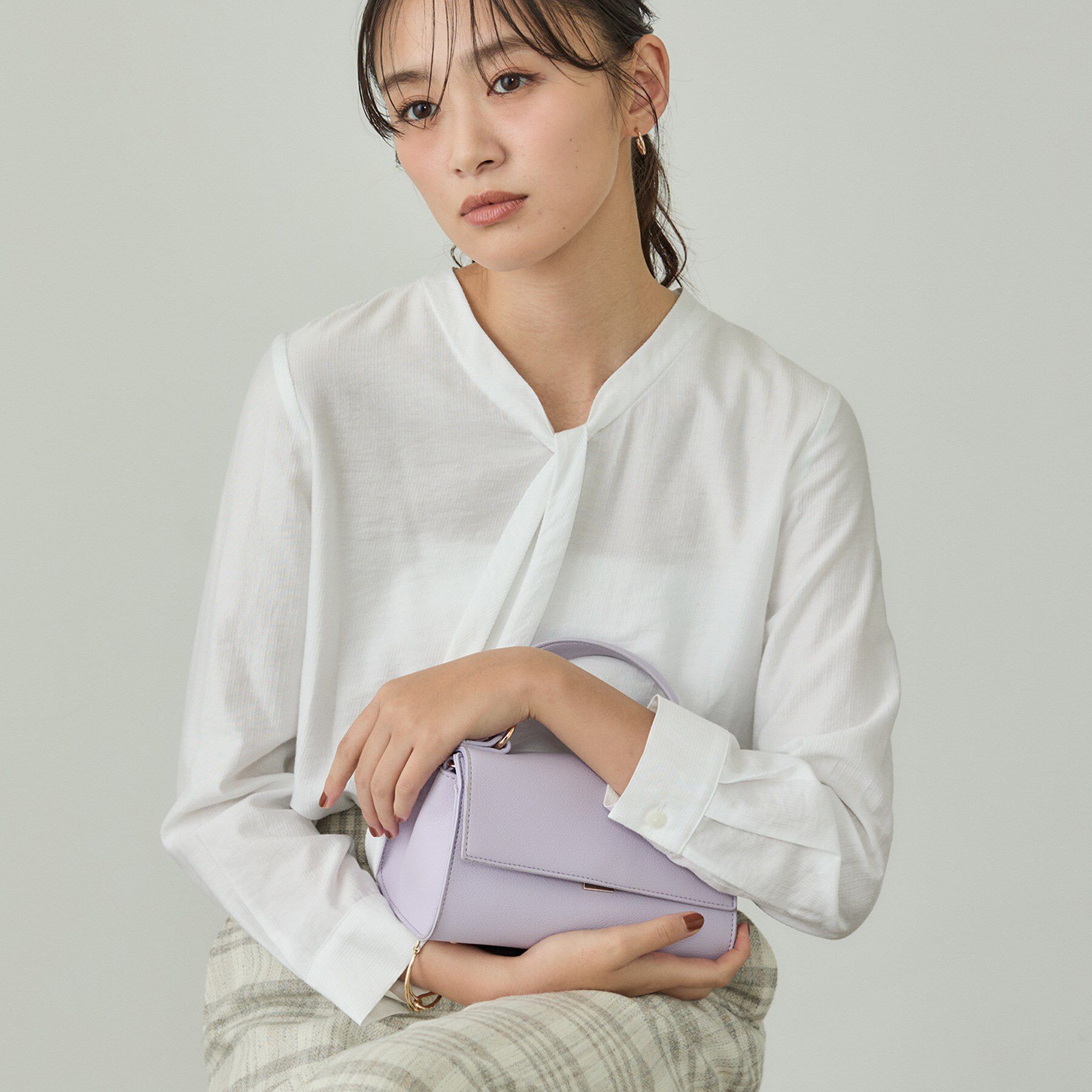 INDIVI「【洗える】ストライプドビー ボウタイブラウス」|シャツ・ブラウス|