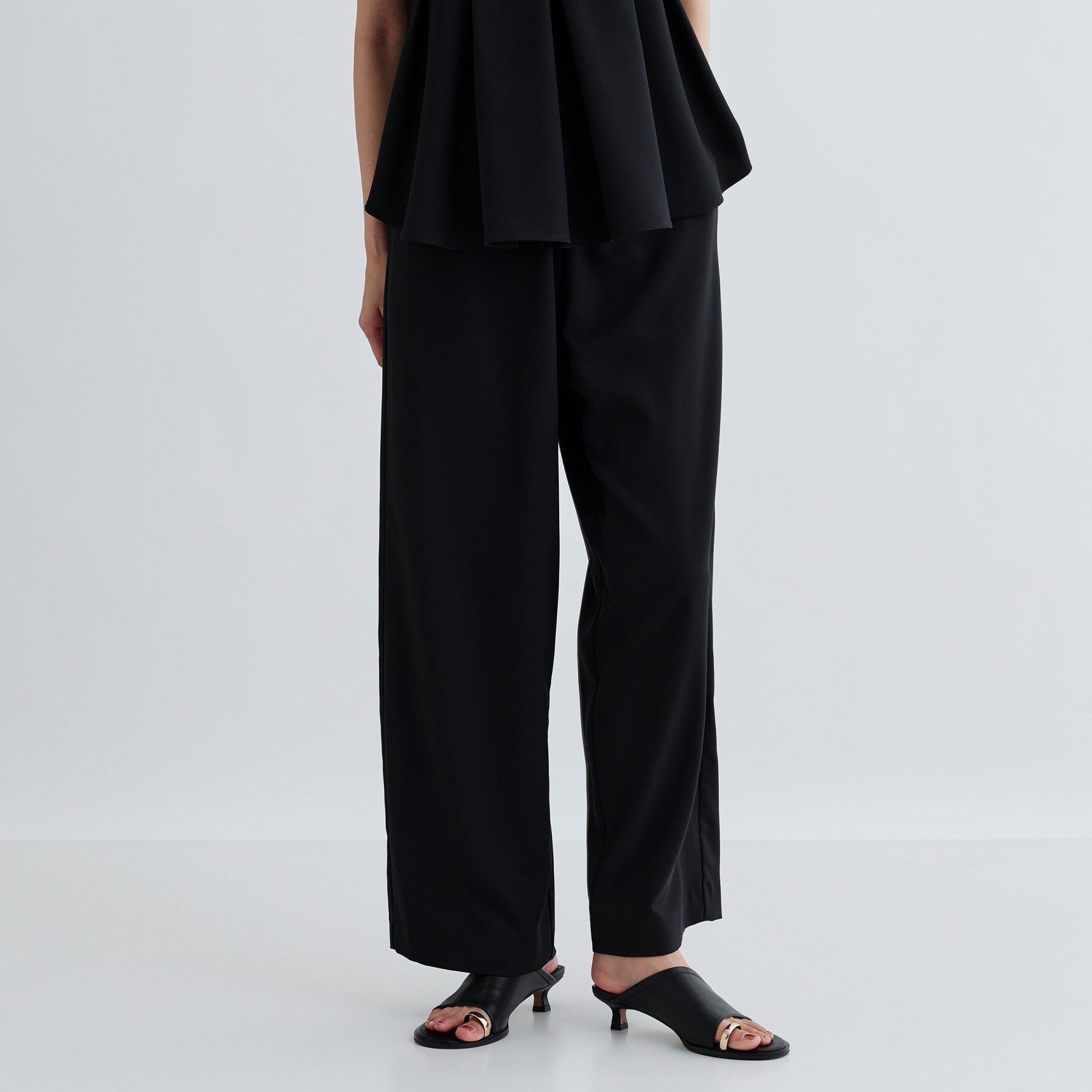 GALLEST「【セットアップ対応】リネンライクイージーパンツ【カセット服/通勤・オフィス】」|その他|ブラック(019)