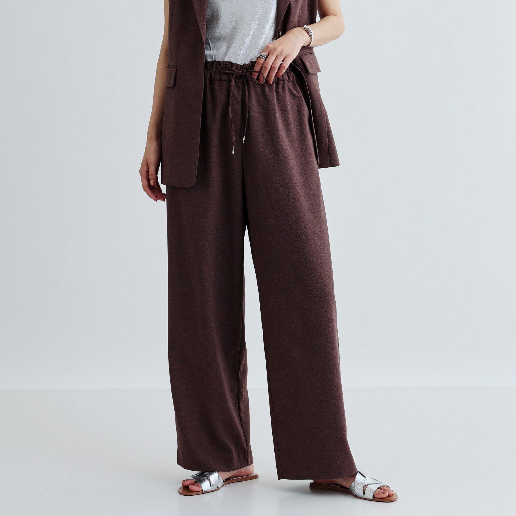 GALLEST「【セットアップ対応】リネンライクイージーパンツ【カセット服/通勤・オフィス】」|その他|ブラウン(044)