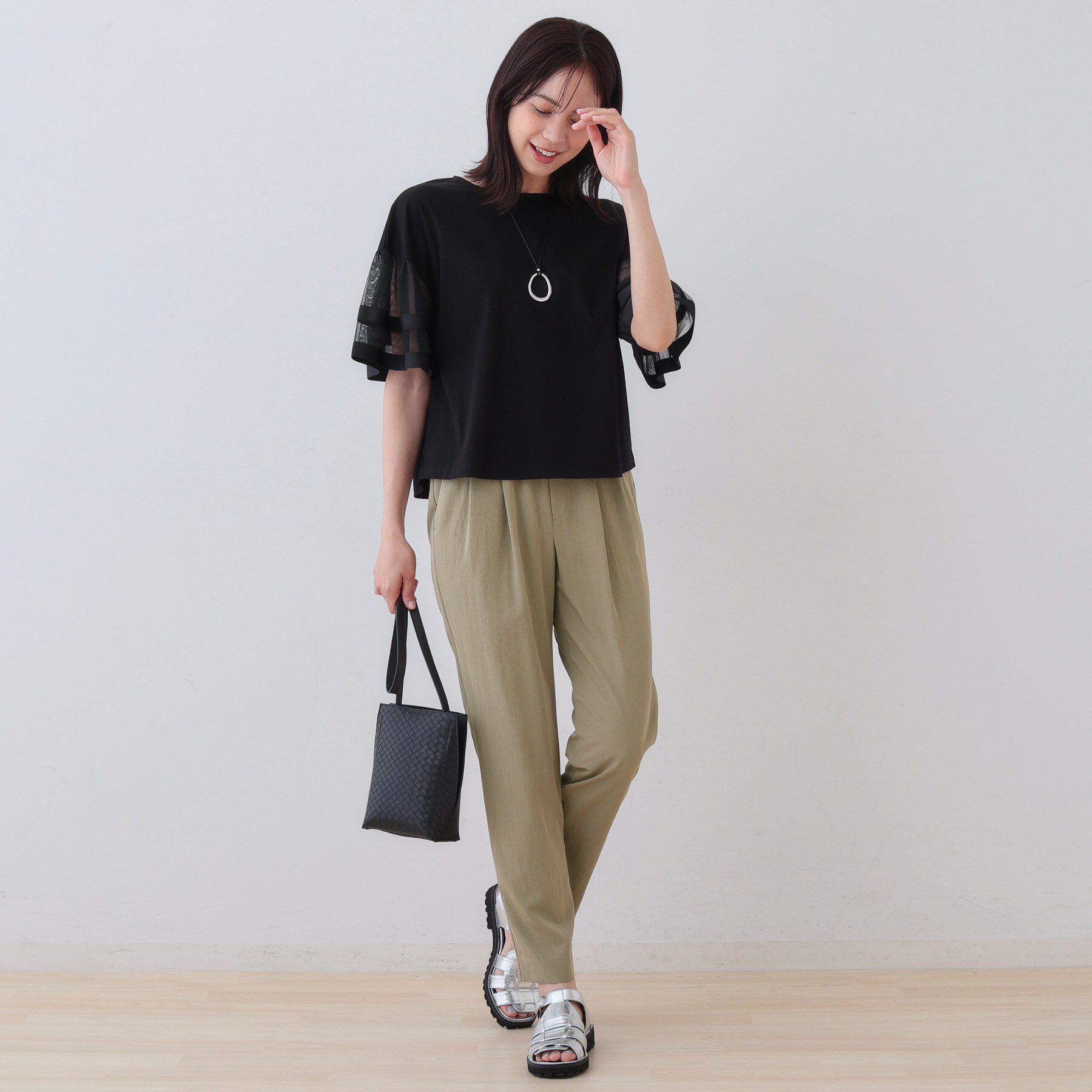 INDIVI「【シワになりにくい】コットンライクテーパードパンツ」|その他|