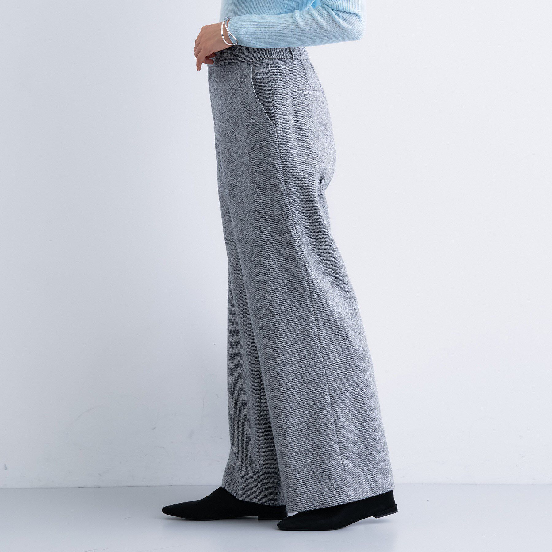 INDIVI「【褒められパンツ／ウール混】ウォームウール ワイドパンツ」|その他|