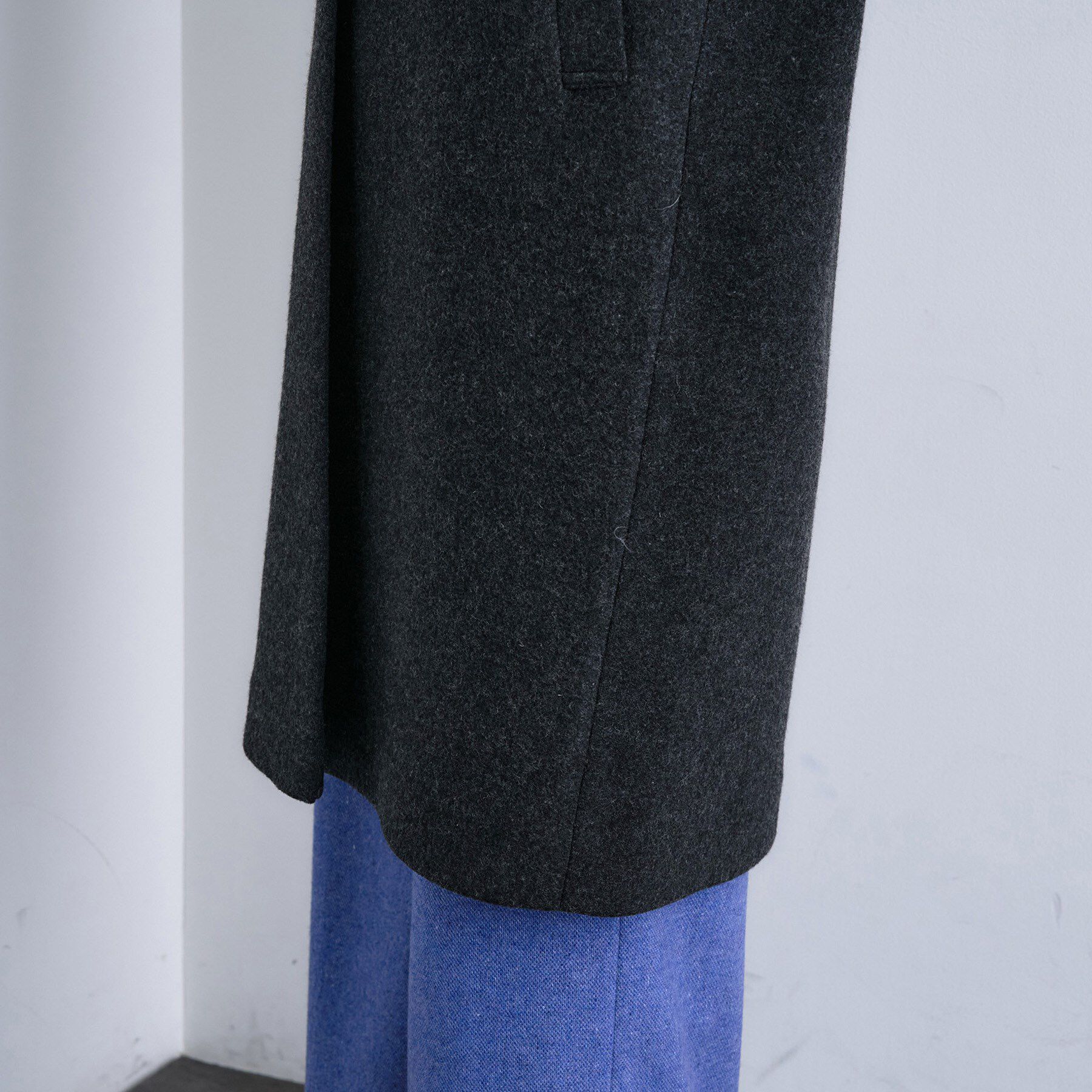 INDIVI「【軽量／ウール混】ライトフォルム ロングコート」|ノーカラーコート|