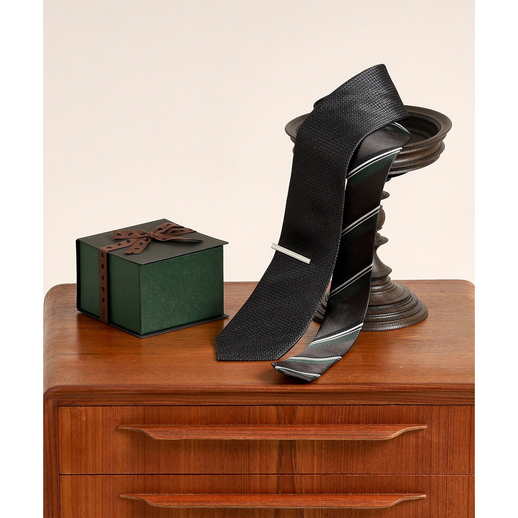 TAKEO KIKUCHI「ムジネクタイ&タイバー カラーBOXセット」|ネクタイ・蝶ネクタイ|ブラック(019)