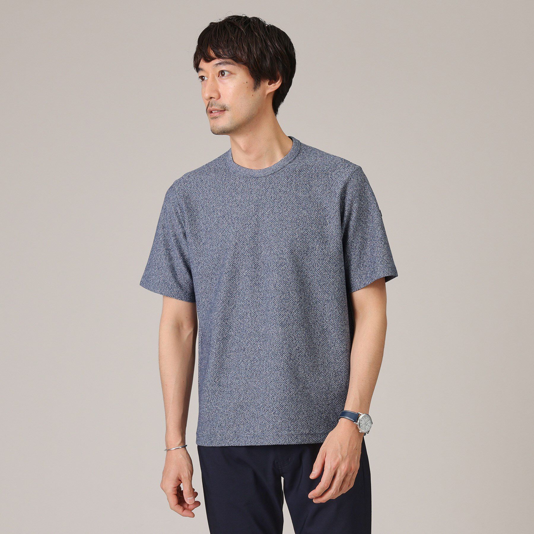 TAKEO KIKUCHI「【尾州織/Made in JAPAN】メランジ Tシャツ」|Tシャツ・カットソー|ブルー(093)