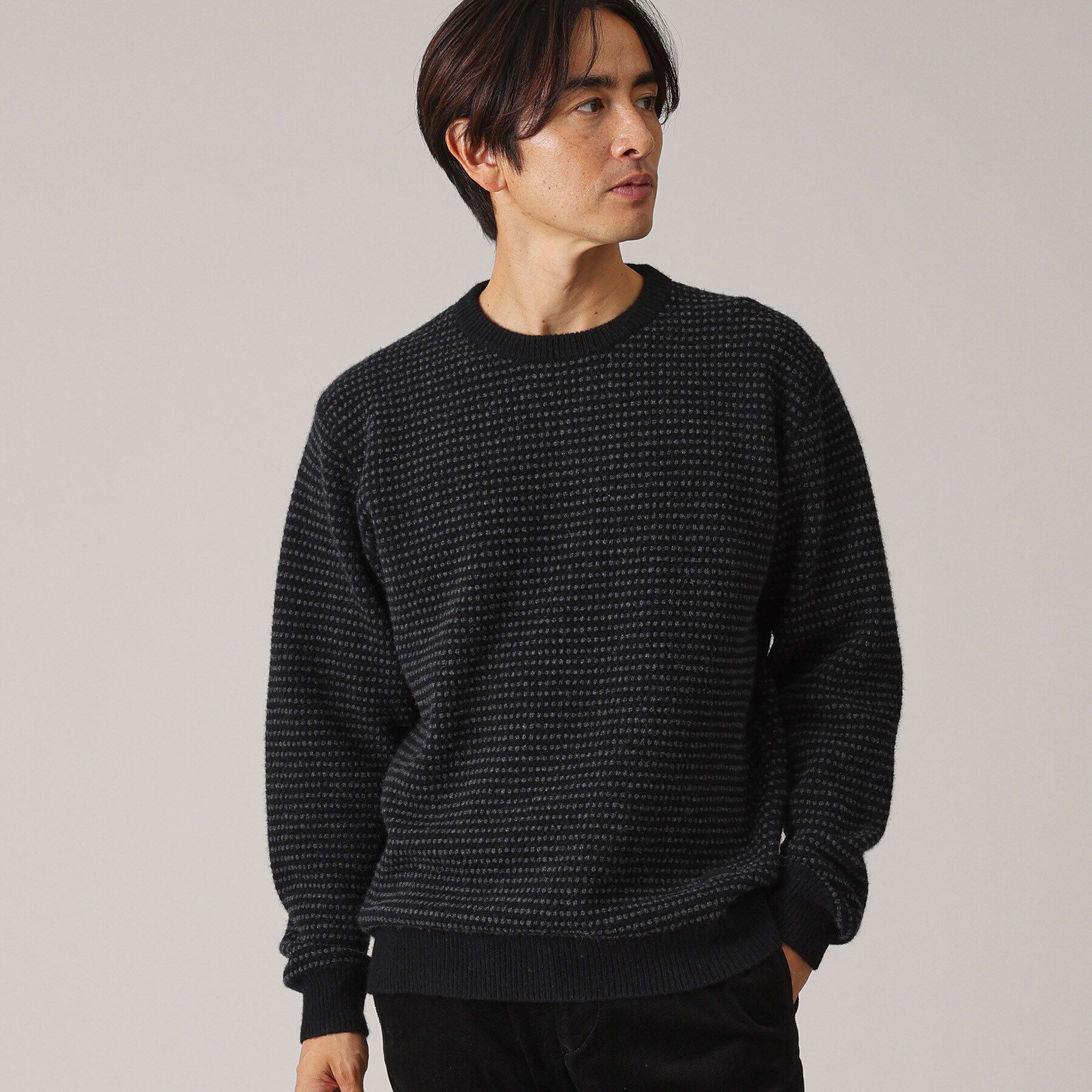 TAKEO KIKUCHI「ドットメランジ プルオーバー ニット」|ニット・セーター|ブラック(019)
