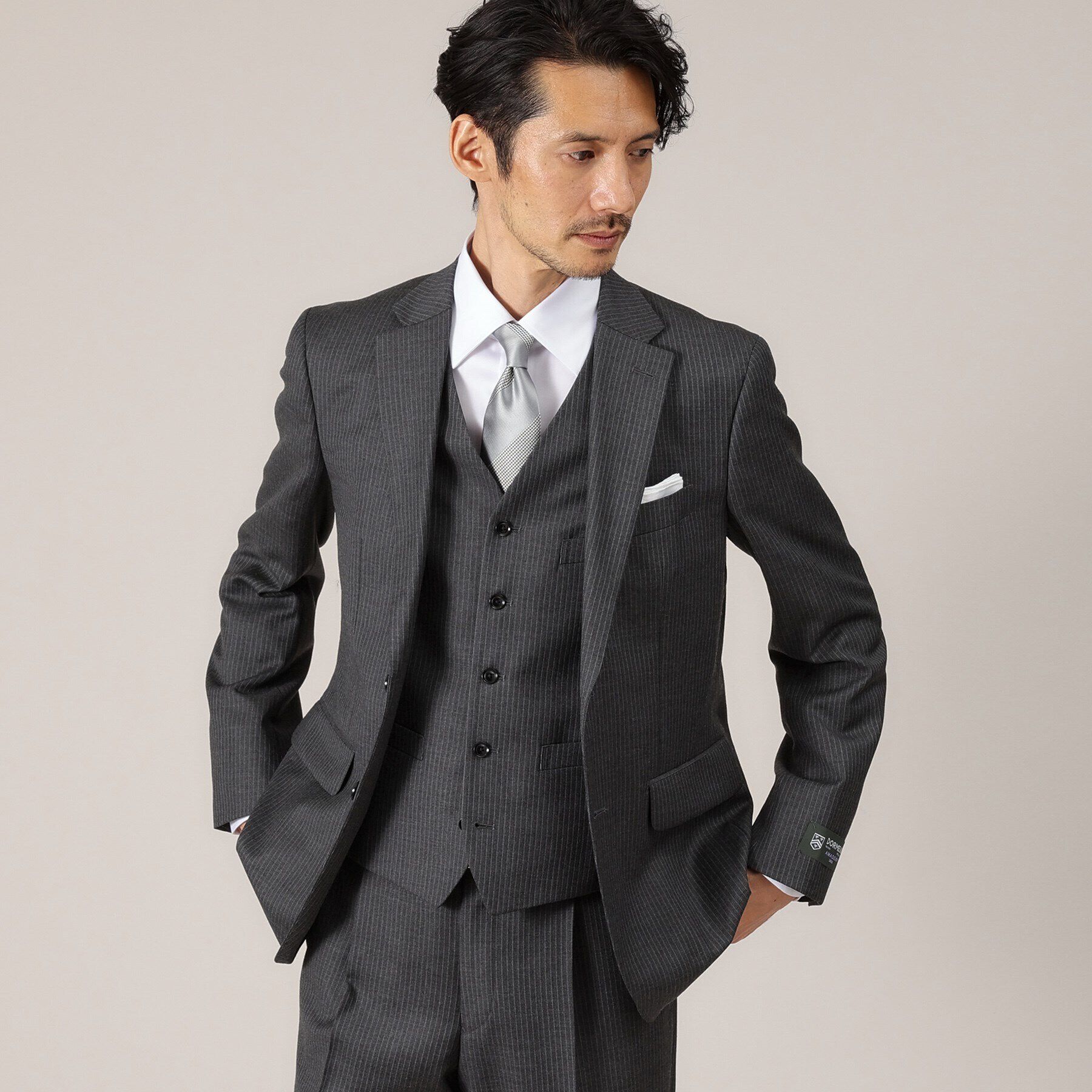 TAKEO KIKUCHI「【DORMEUIL AMADEUS365】ピンストライプ ベスト/3ピース対応」|スーツ|