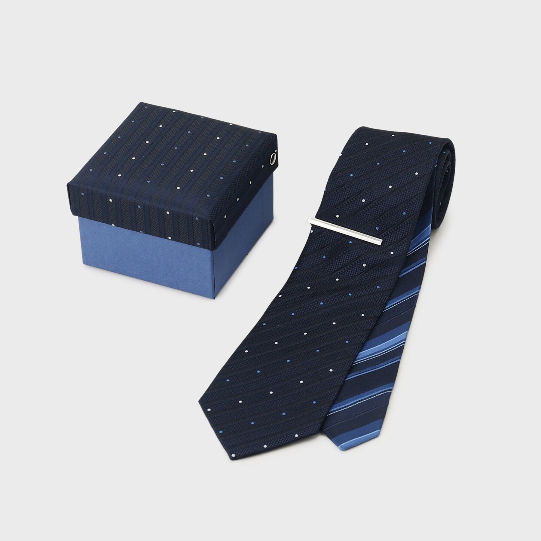 TAKEO KIKUCHI「【BOXセット】スタンダード柄ネクタイ＆タイバー」|ネクタイ・蝶ネクタイ|ネイビー(494)
