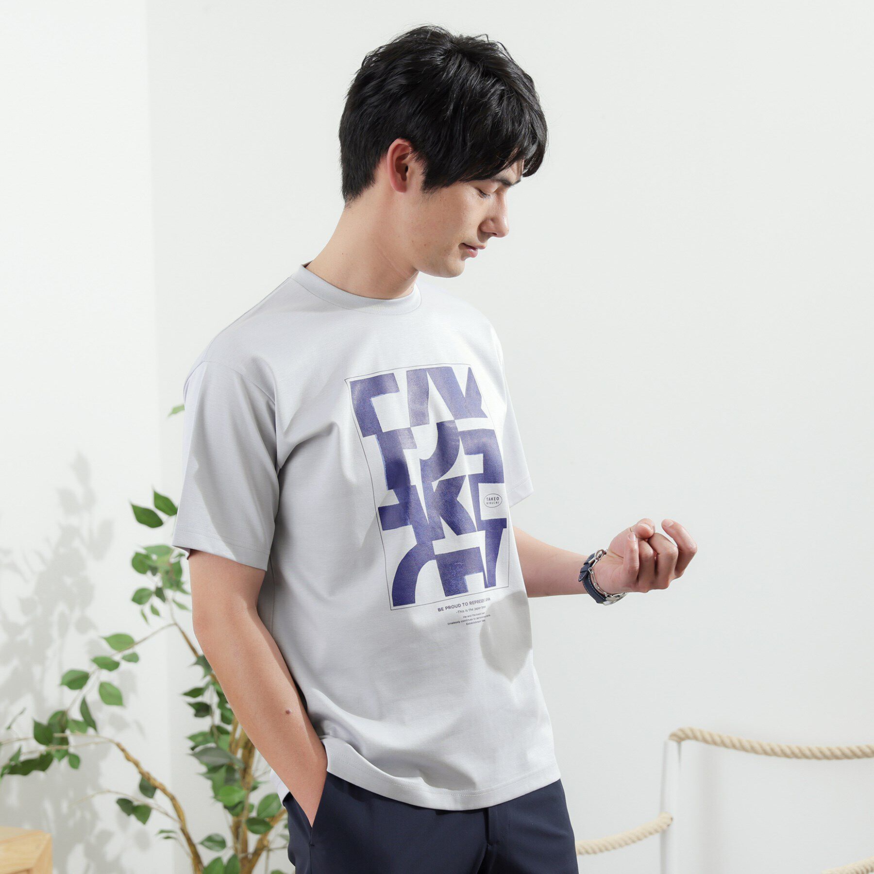 TAKEO KIKUCHI「【Made in JAPAN】パズル柄 半袖ポンチ Tシャツ」|Tシャツ・カットソー|