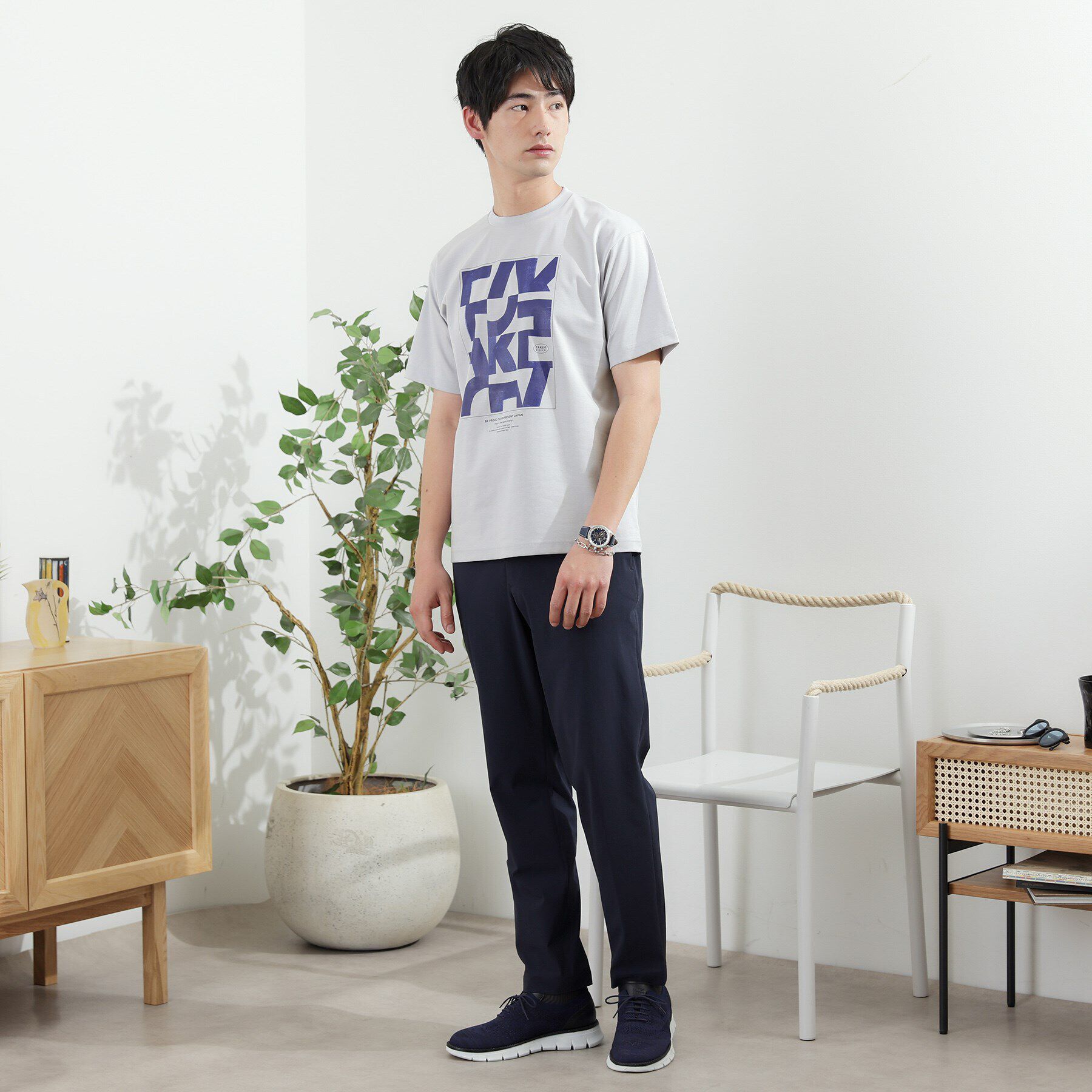 TAKEO KIKUCHI「【Made in JAPAN】パズル柄 半袖ポンチ Tシャツ」|Tシャツ・カットソー|