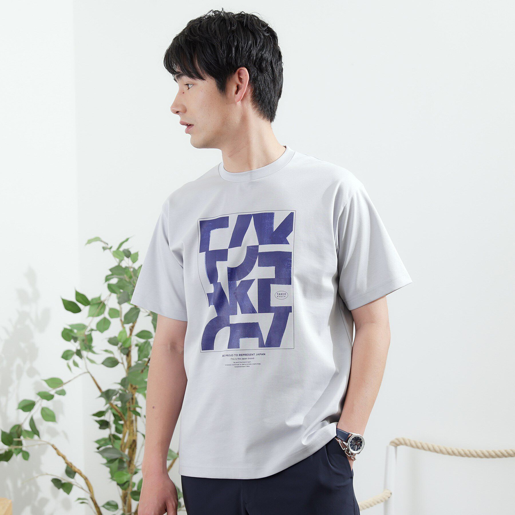 TAKEO KIKUCHI「【Made in JAPAN】パズル柄 半袖ポンチ Tシャツ」|Tシャツ・カットソー|ライトグレー(011