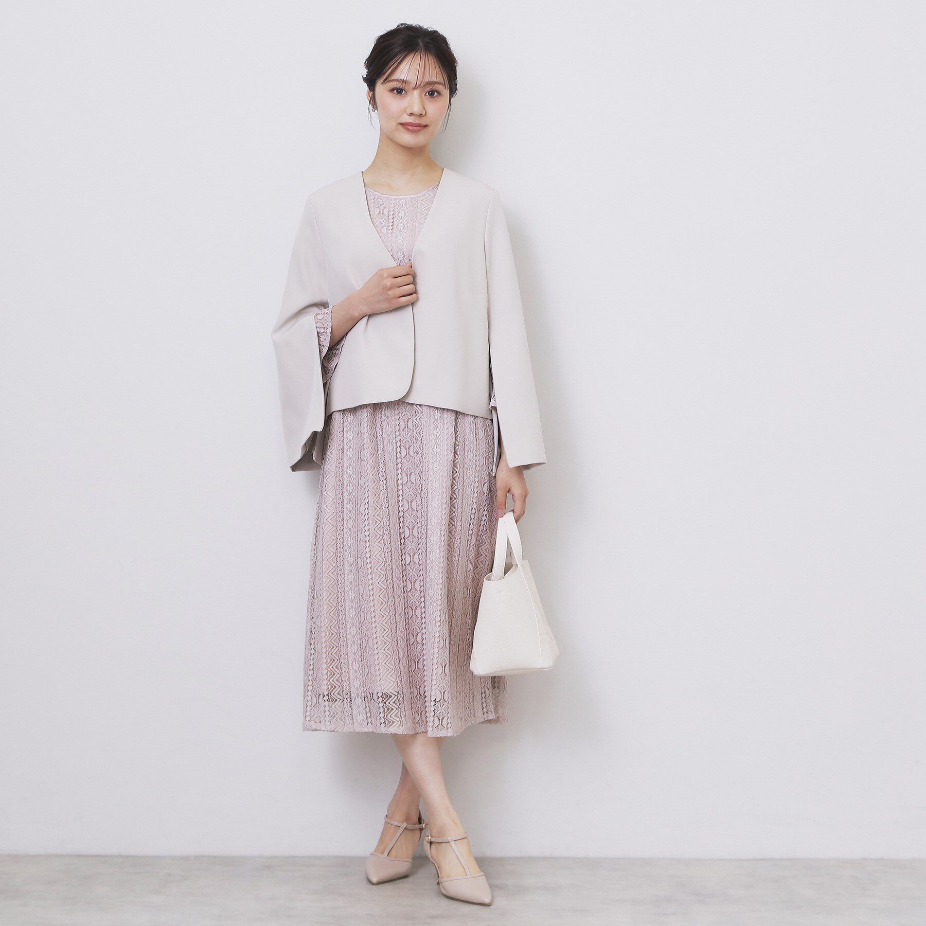 index「幾何ラインレースワンピース【洗濯機OK】」|ワンピース|