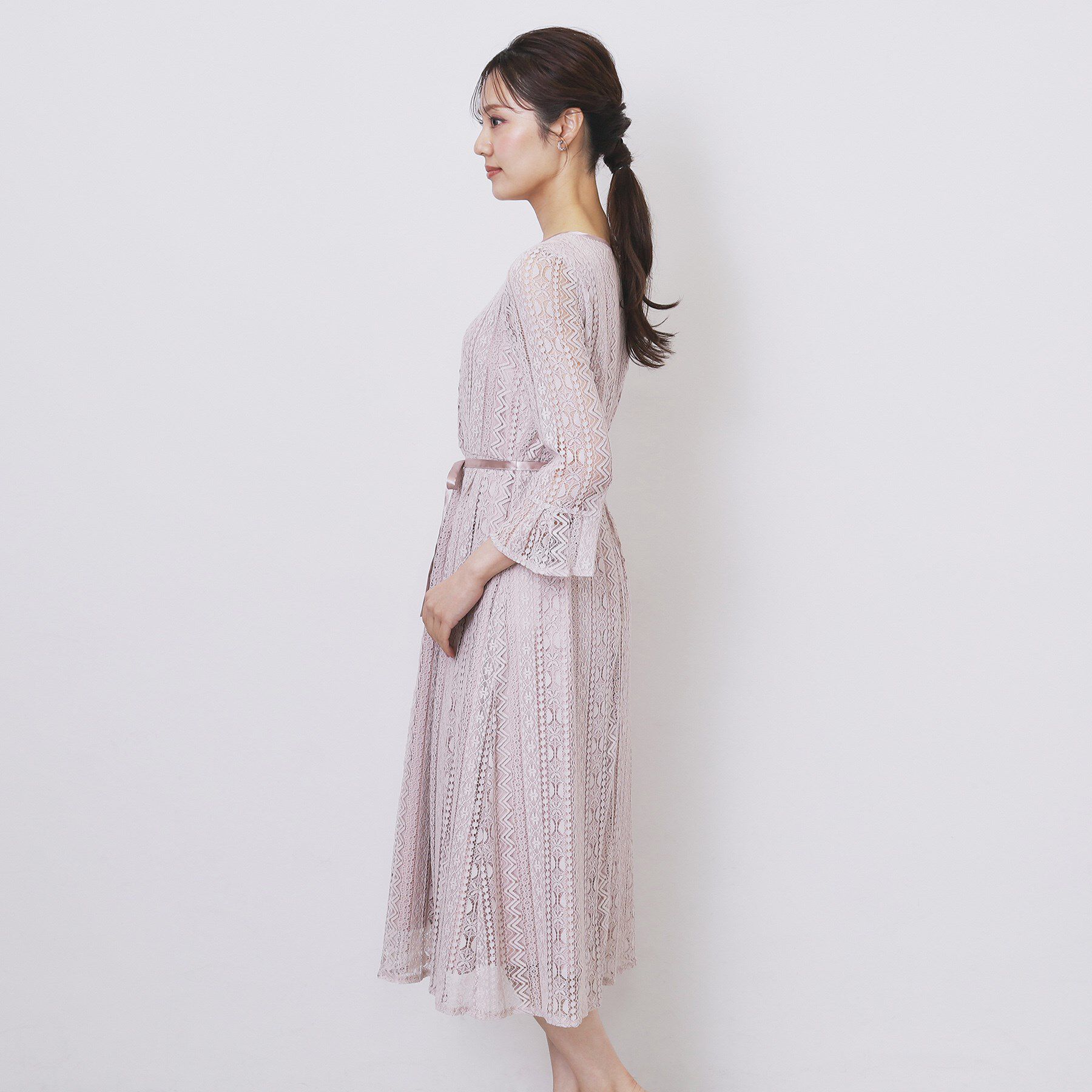 index「幾何ラインレースワンピース【洗濯機OK】」|ワンピース|