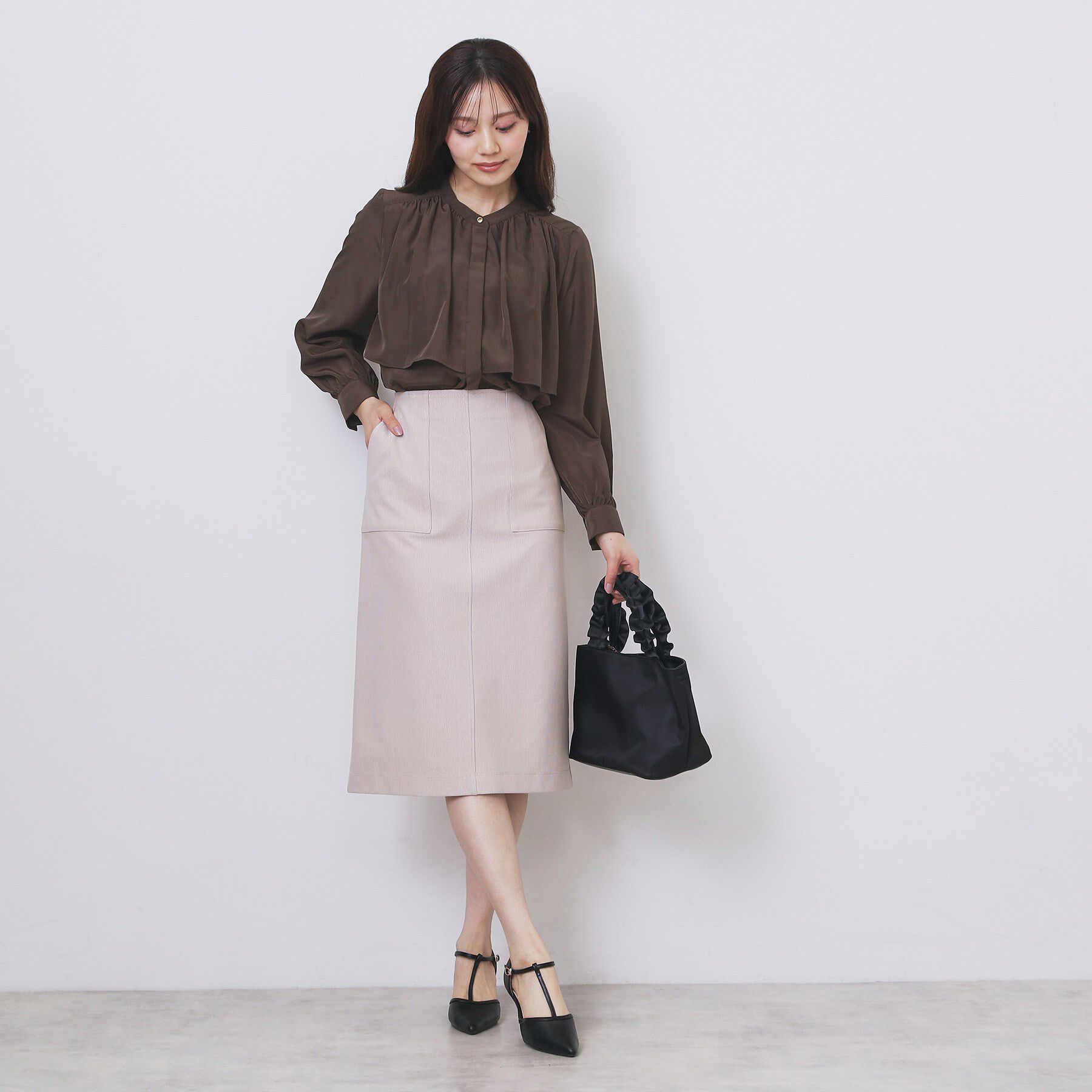 index「サテンバンドカラーブラウス【洗濯機OK/イージーアイロン】」|シャツ・ブラウス|