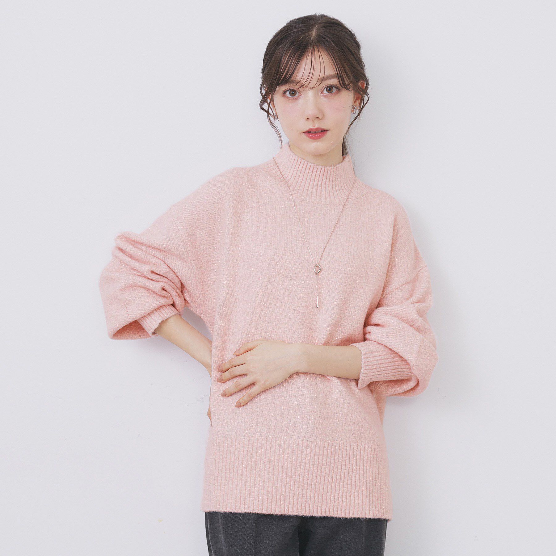 index「選べる2丈 ハイネックカラーミックスラメニット【洗濯機OK】」|ニット・セーター|