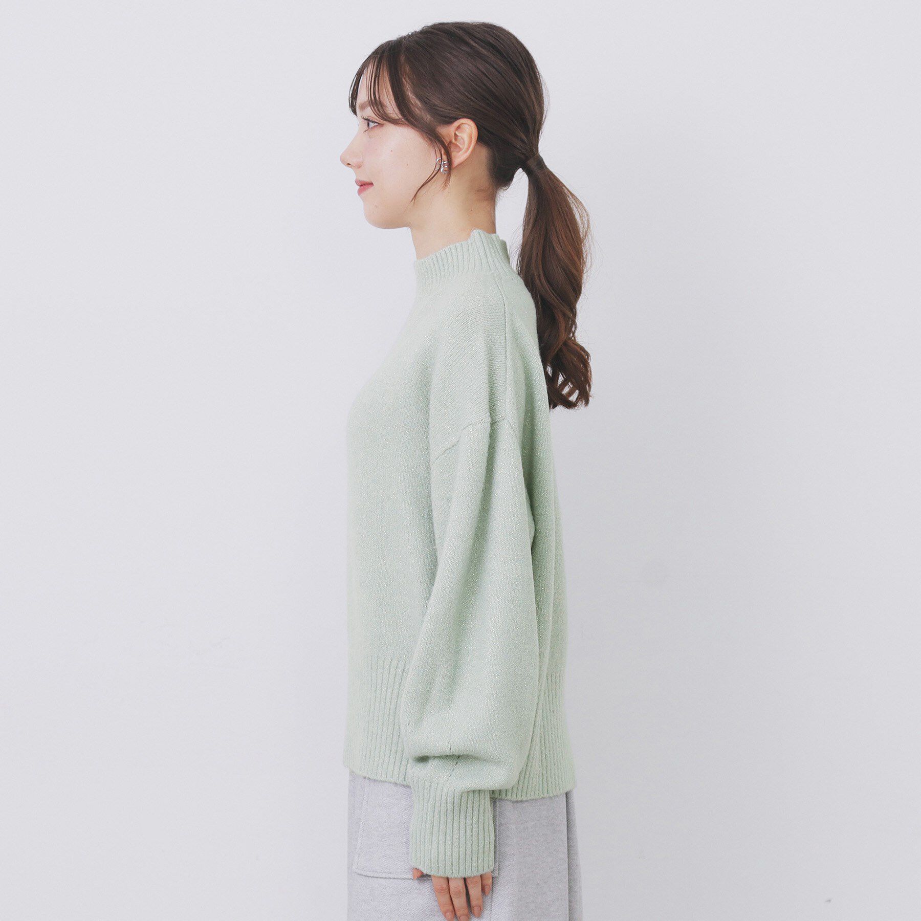 index「選べる2丈 ハイネックカラーミックスラメニット【洗濯機OK】」|ニット・セーター|