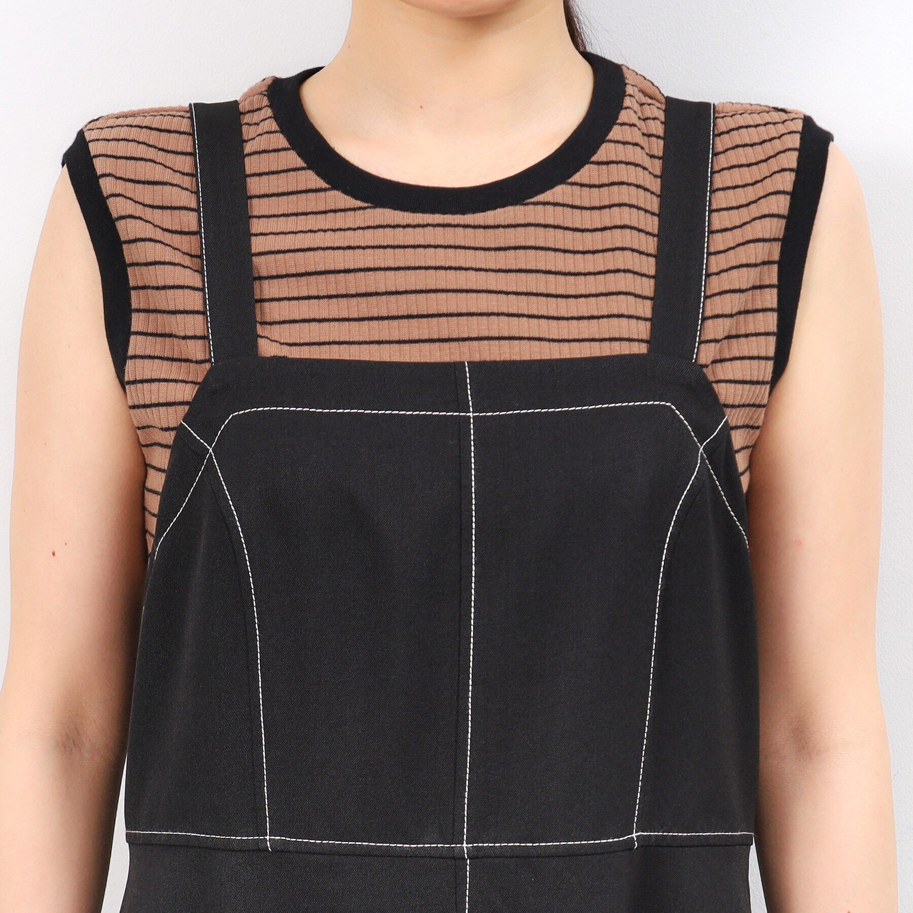 OPAQUE.CLIP「配色ステッチジャンパースカート【洗濯機洗い可】」|ワンピース|