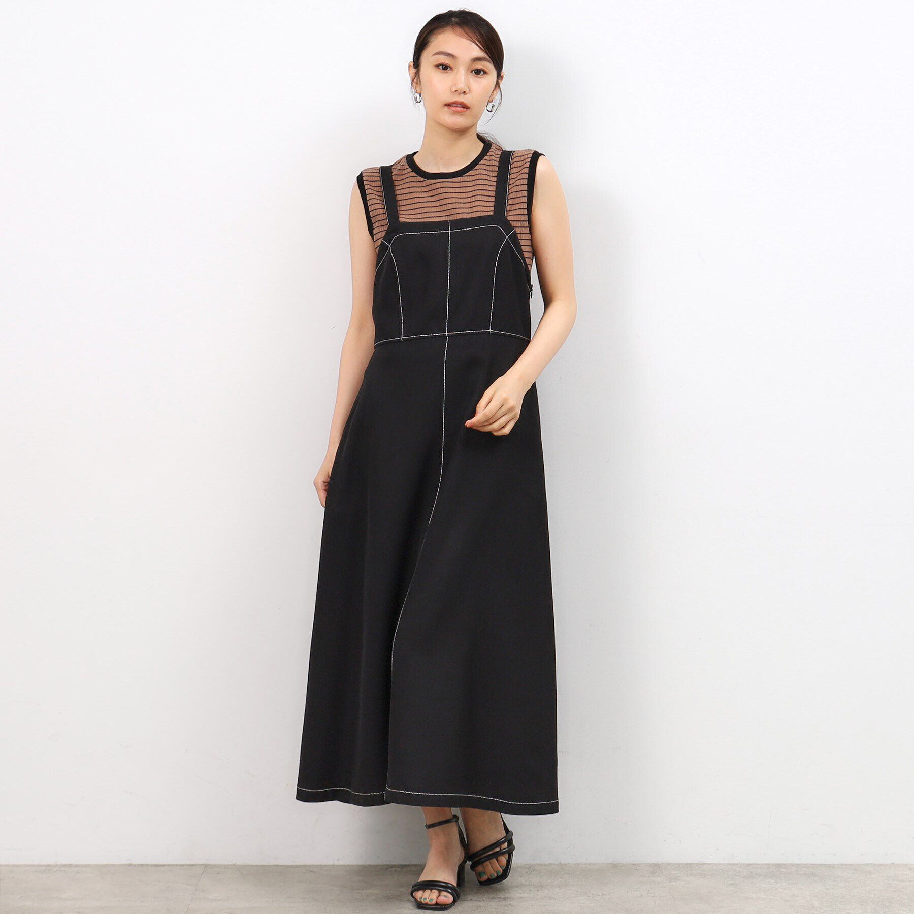 OPAQUE.CLIP「配色ステッチジャンパースカート【洗濯機洗い可】」|ワンピース|