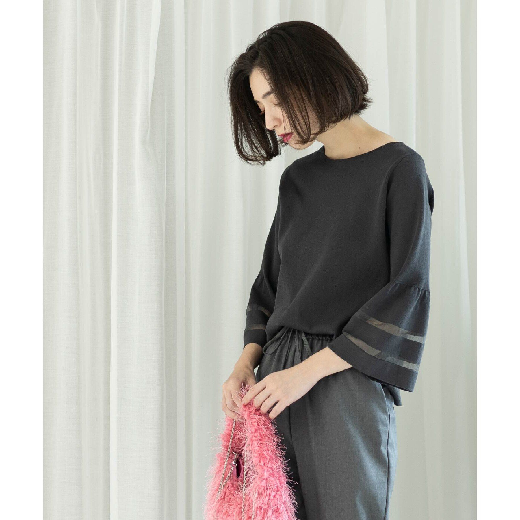 OPAQUE.CLIP「UV シアーフレアスリーブニット【抗ピル/洗濯機洗い可】」|ニット・セーター|