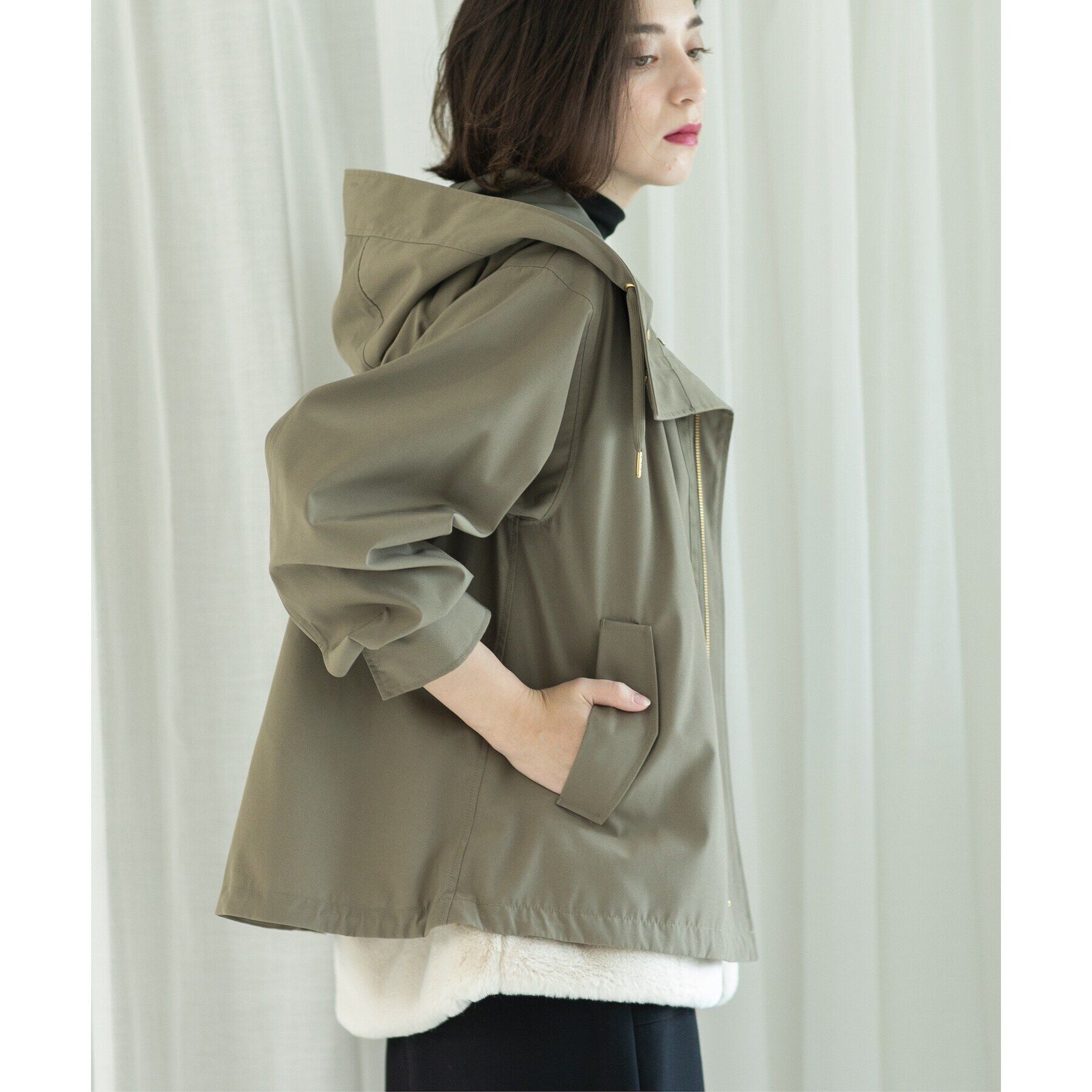 OPAQUE.CLIP「ファーベスト付き マルチWAYマウンテンパーカー【洗濯機洗い可／撥水加工／花粉対応】」|ブルゾン・スタジャン|