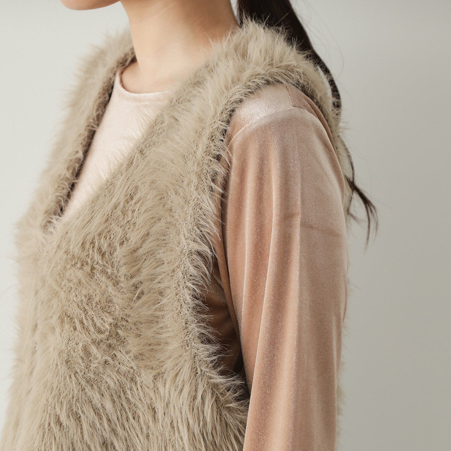 OPAQUE.CLIP「シャギーニット ショートベスト【洗濯機洗い可】」|ベスト・ジレ|