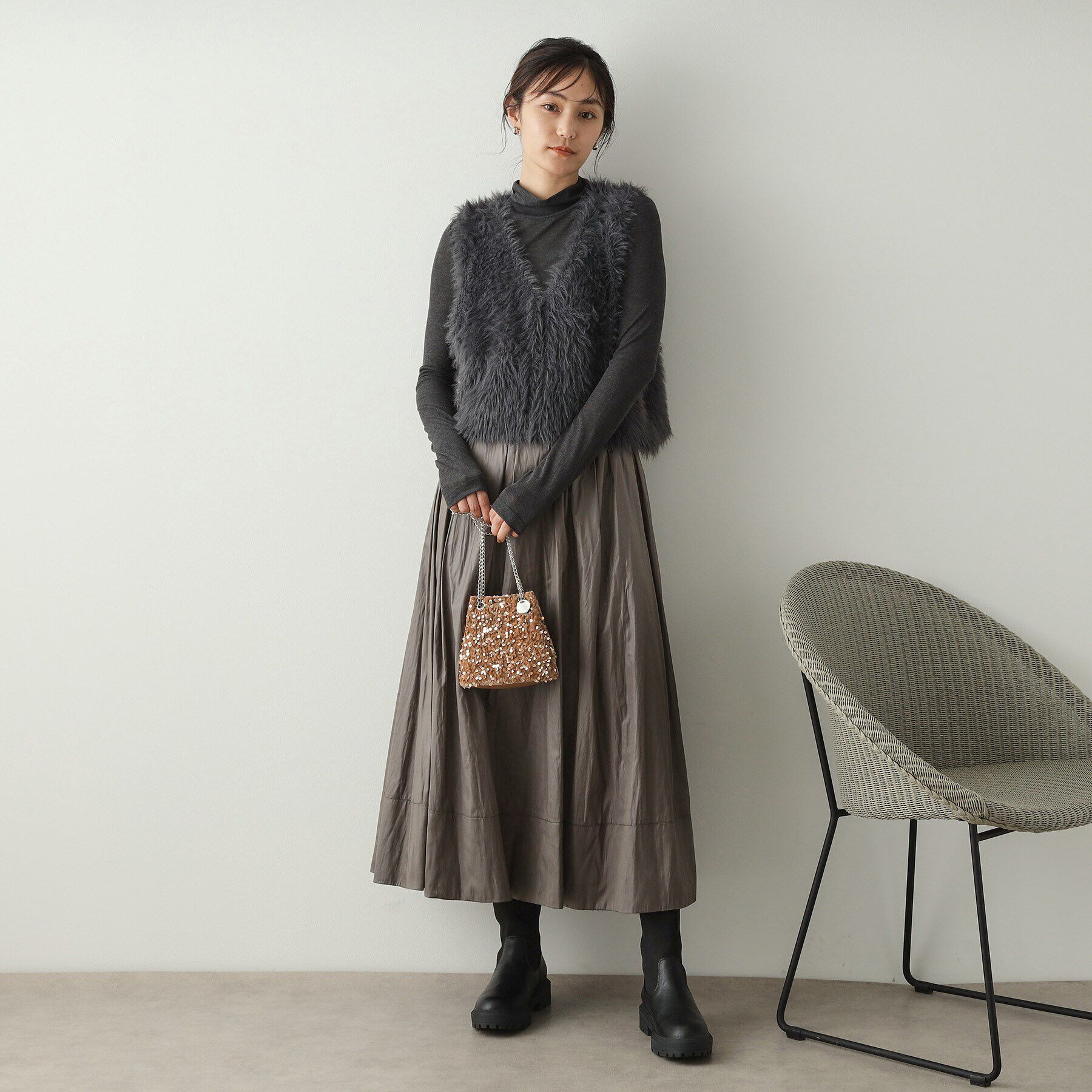 OPAQUE.CLIP「シャギーニット ショートベスト【洗濯機洗い可】」|ベスト・ジレ|