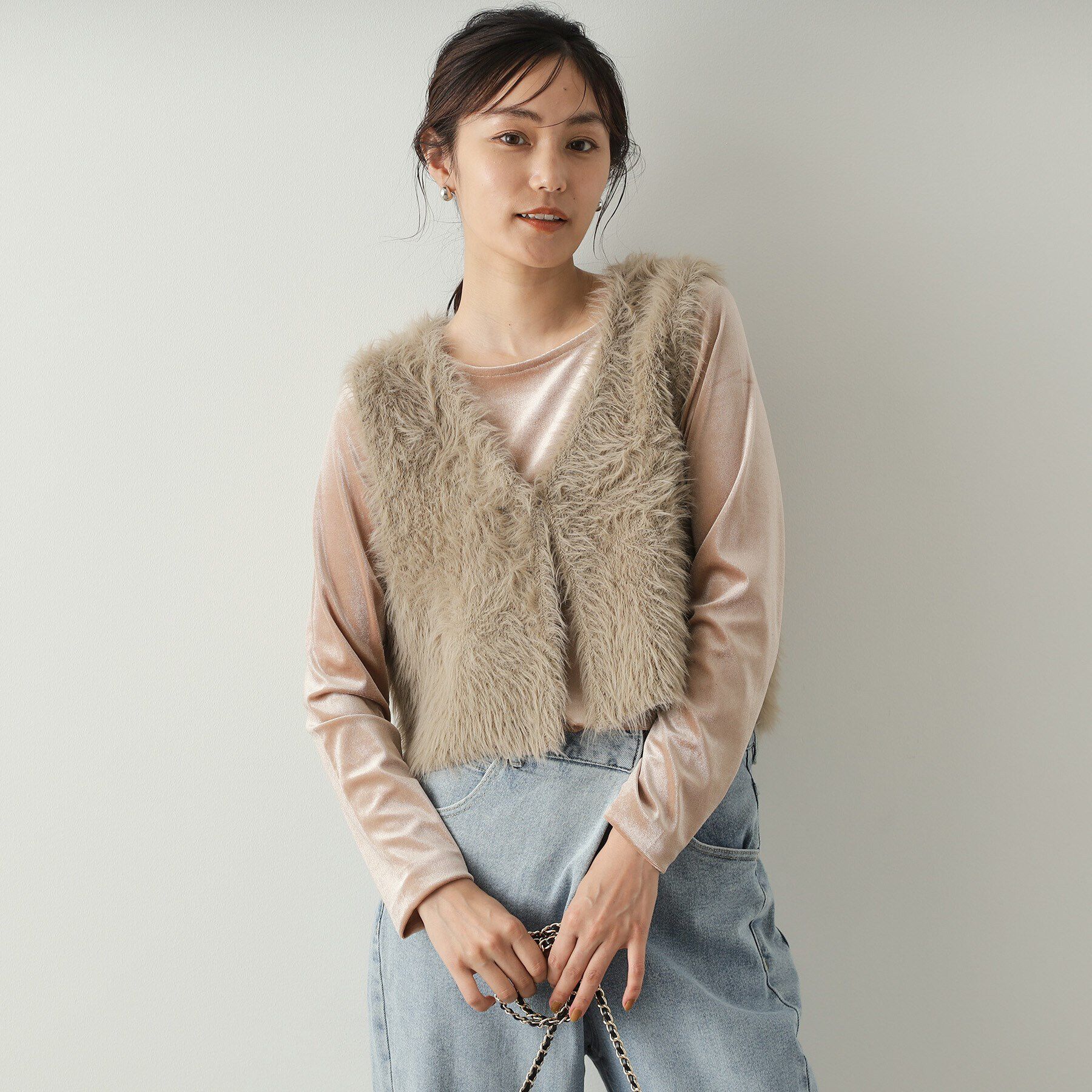 OPAQUE.CLIP「シャギーニット ショートベスト【洗濯機洗い可】」|ベスト・ジレ|