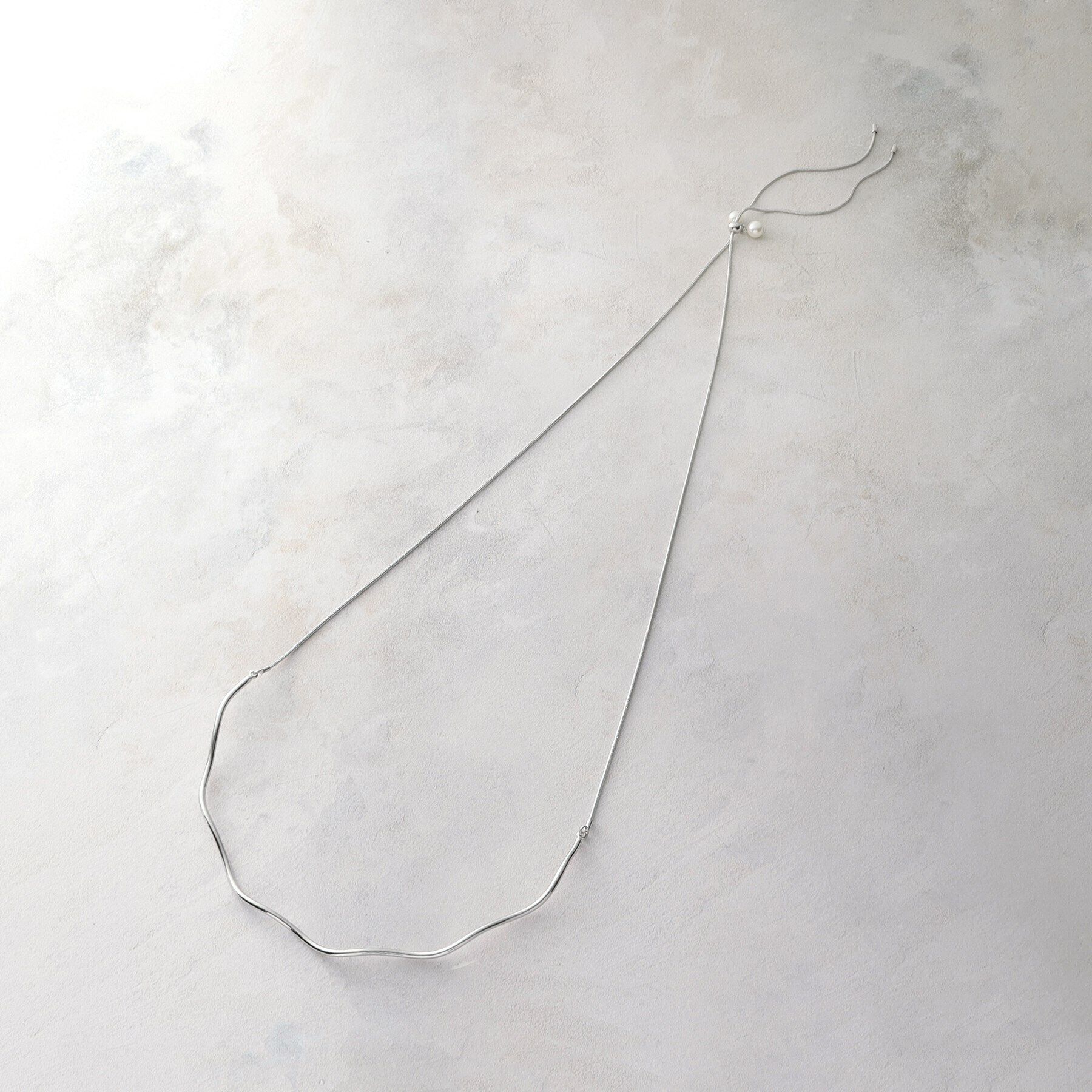 OPAQUE.CLIP「【前後2WAY】メタル&times;フェイクパールスライドネックレス」|ネックレス|シルバー(006)