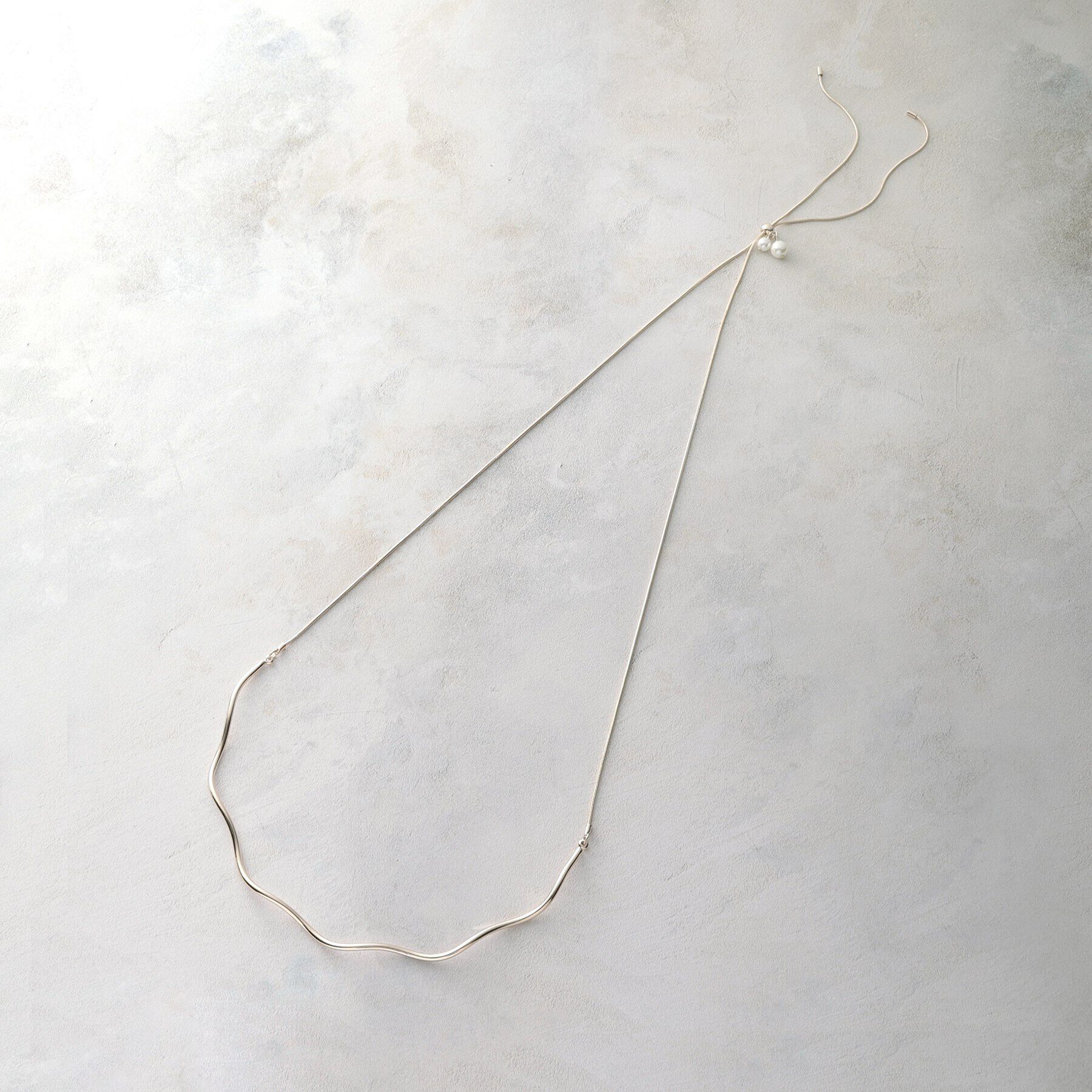 OPAQUE.CLIP「【前後2WAY】メタル&times;フェイクパールスライドネックレス」|ネックレス|