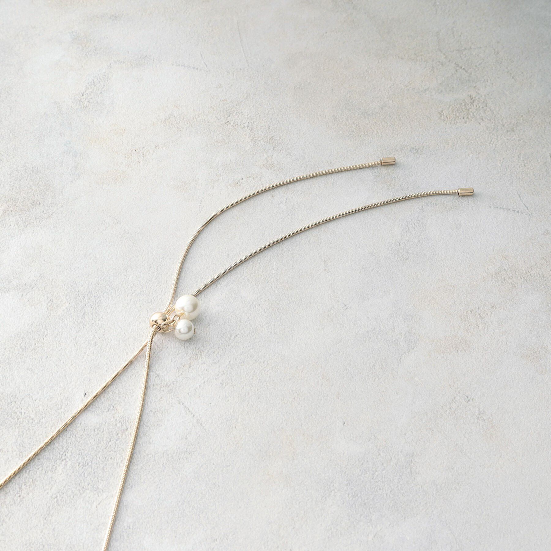 OPAQUE.CLIP「【前後2WAY】メタル&times;フェイクパールスライドネックレス」|ネックレス|