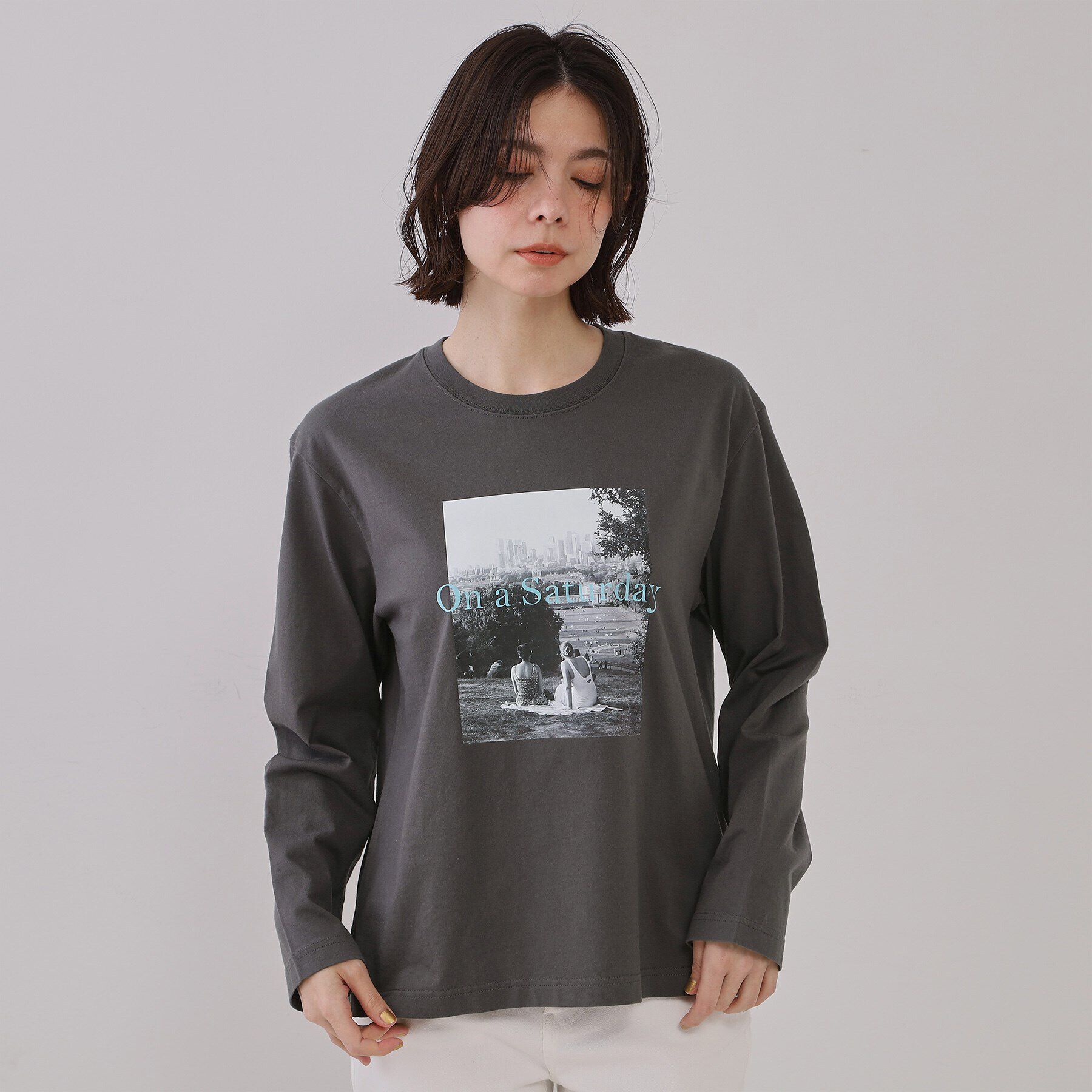 OPAQUE.CLIP「フォトプリントロングTシャツ【洗濯機洗い可】」|Tシャツ・カットソー|