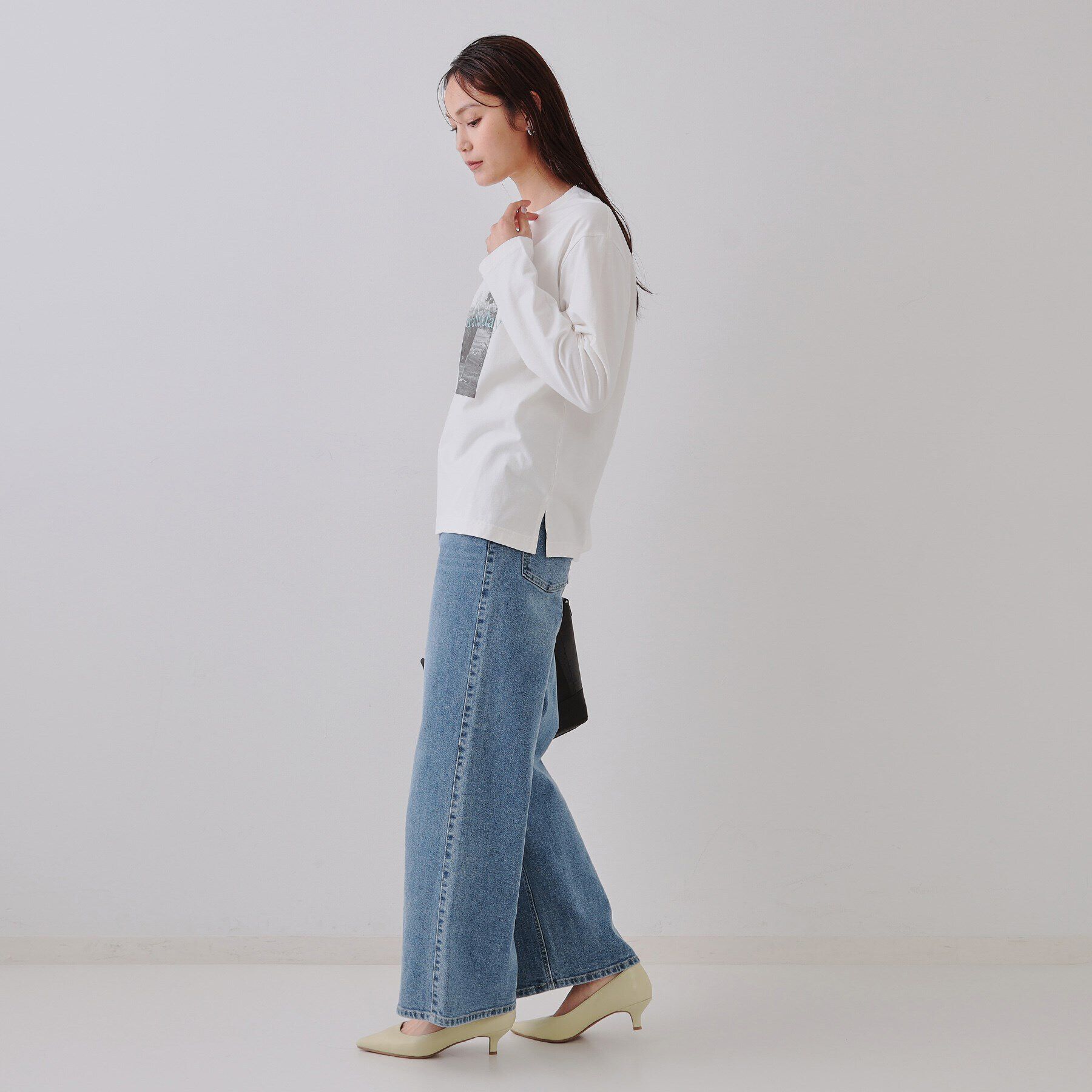 OPAQUE.CLIP「フォトプリントロングTシャツ【洗濯機洗い可】」|Tシャツ・カットソー|