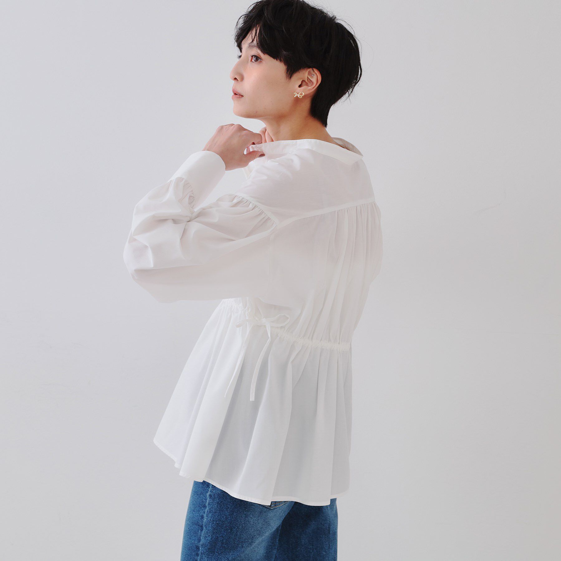 OPAQUE.CLIP「ウエストリボンペプラムシャツ【洗濯機洗い可】」|シャツ・ブラウス|