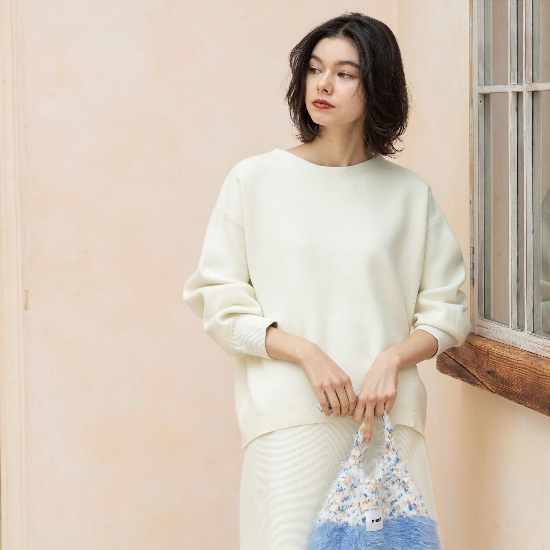 OPAQUE.CLIP「サイド編地切替ニットトップス/セットアップ対応【洗濯機OK】」|ニット・セーター|