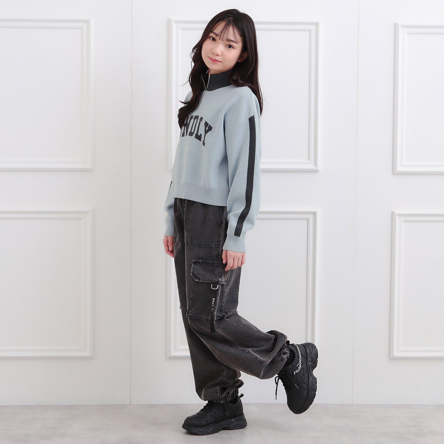 PINK-latte「もちもちハーフZIPニットプルオーバー」|ニット・セーター|