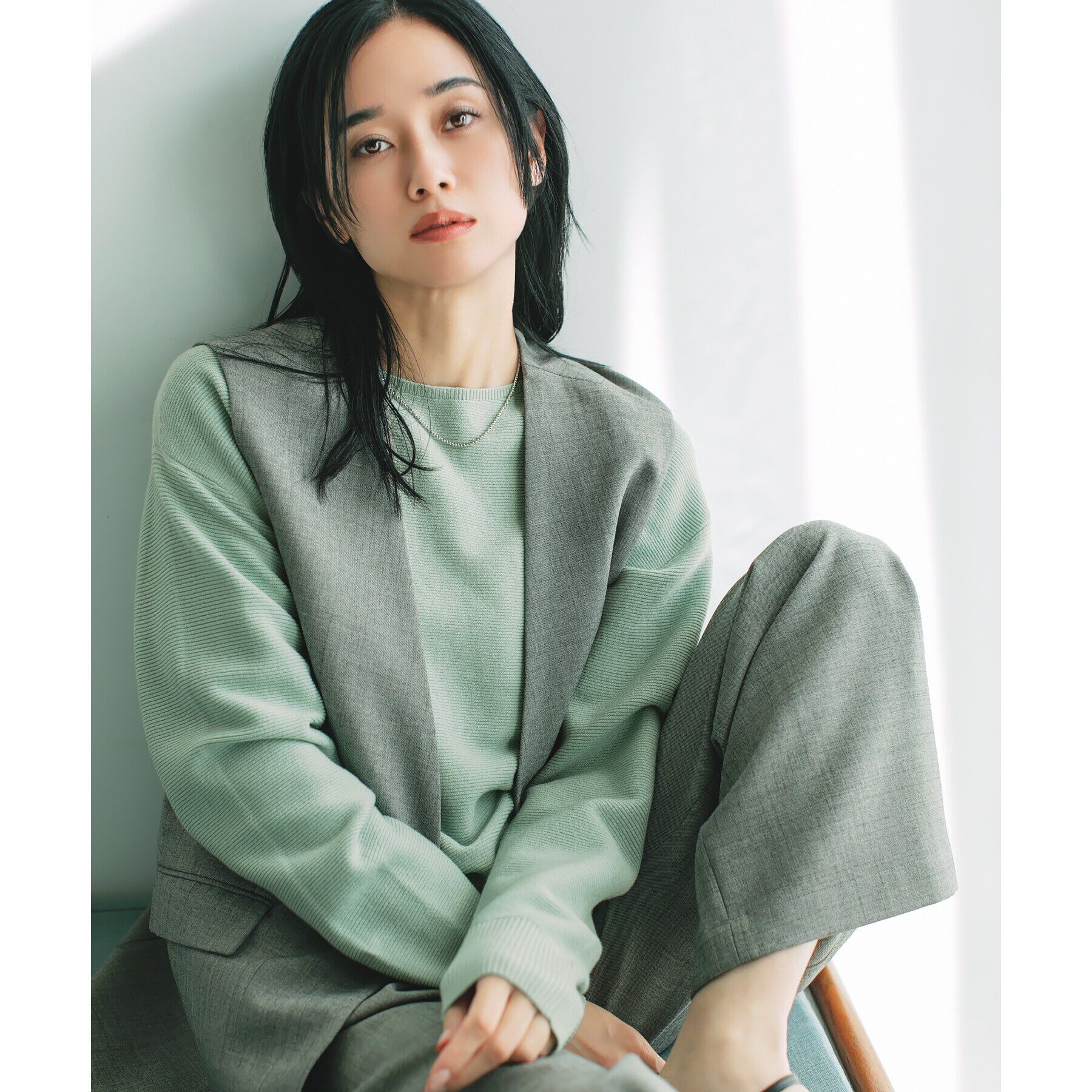 THE SHOP TK「【毛玉になりにくい/蓄熱性】春色_美人ガーターニット/洗える/体形カバー」|ニット・セーター|ミントグリーン(02