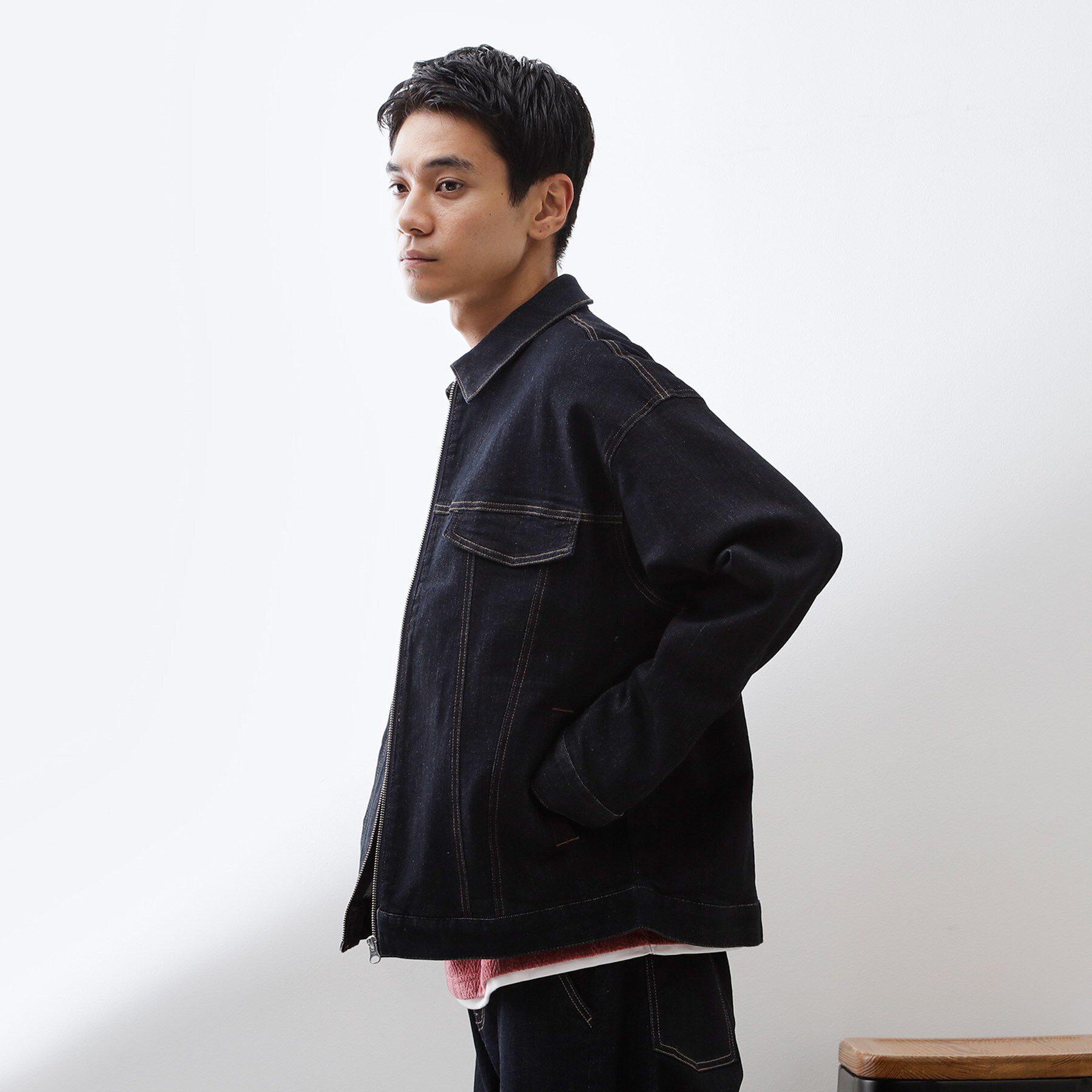 THE SHOP TK「オーガニックコットンデニムブルゾン 【セットアップ可】」|デニムジャケット|