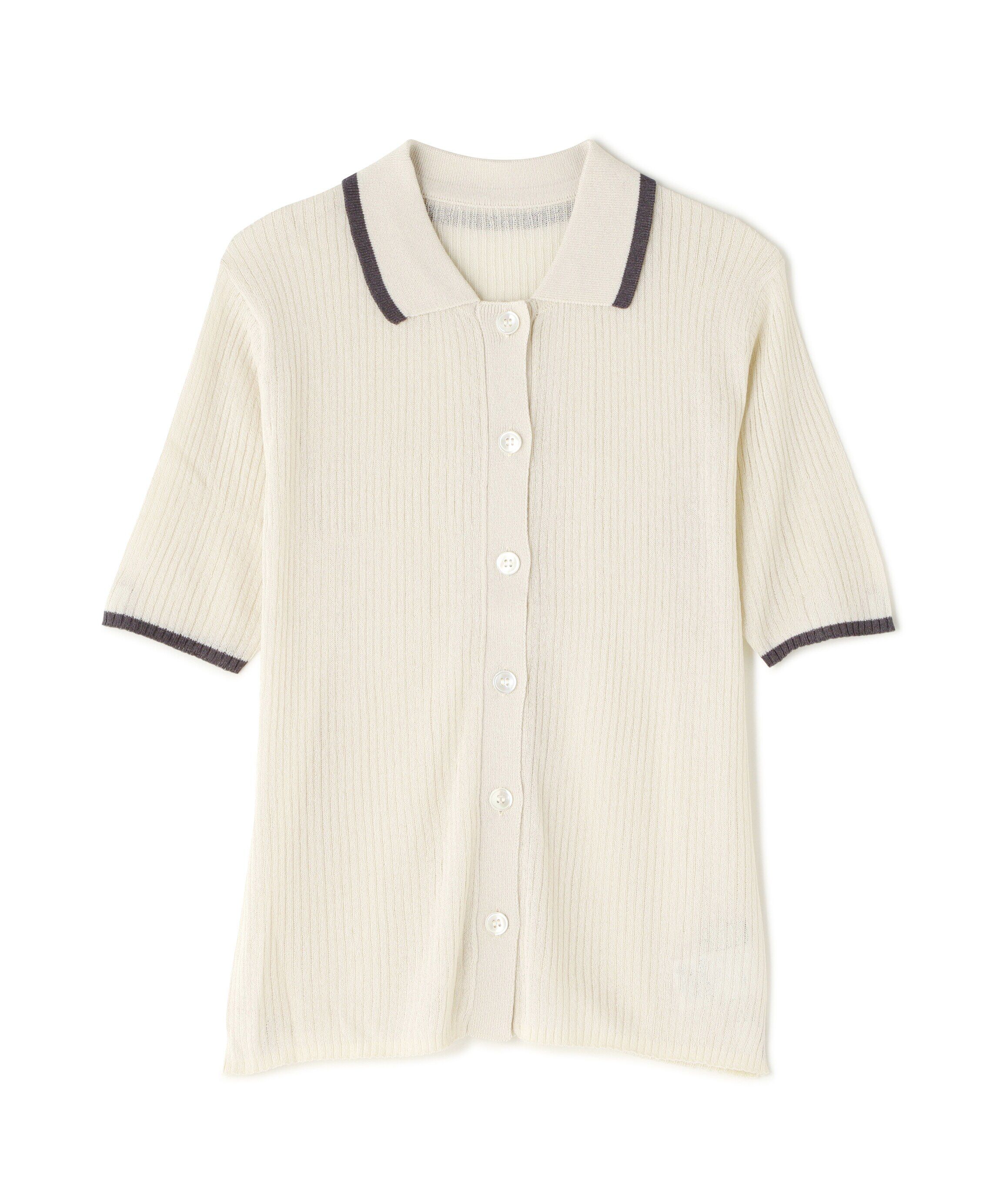  「シアーシャイン襟付きリブニット」|ニット・セーター|