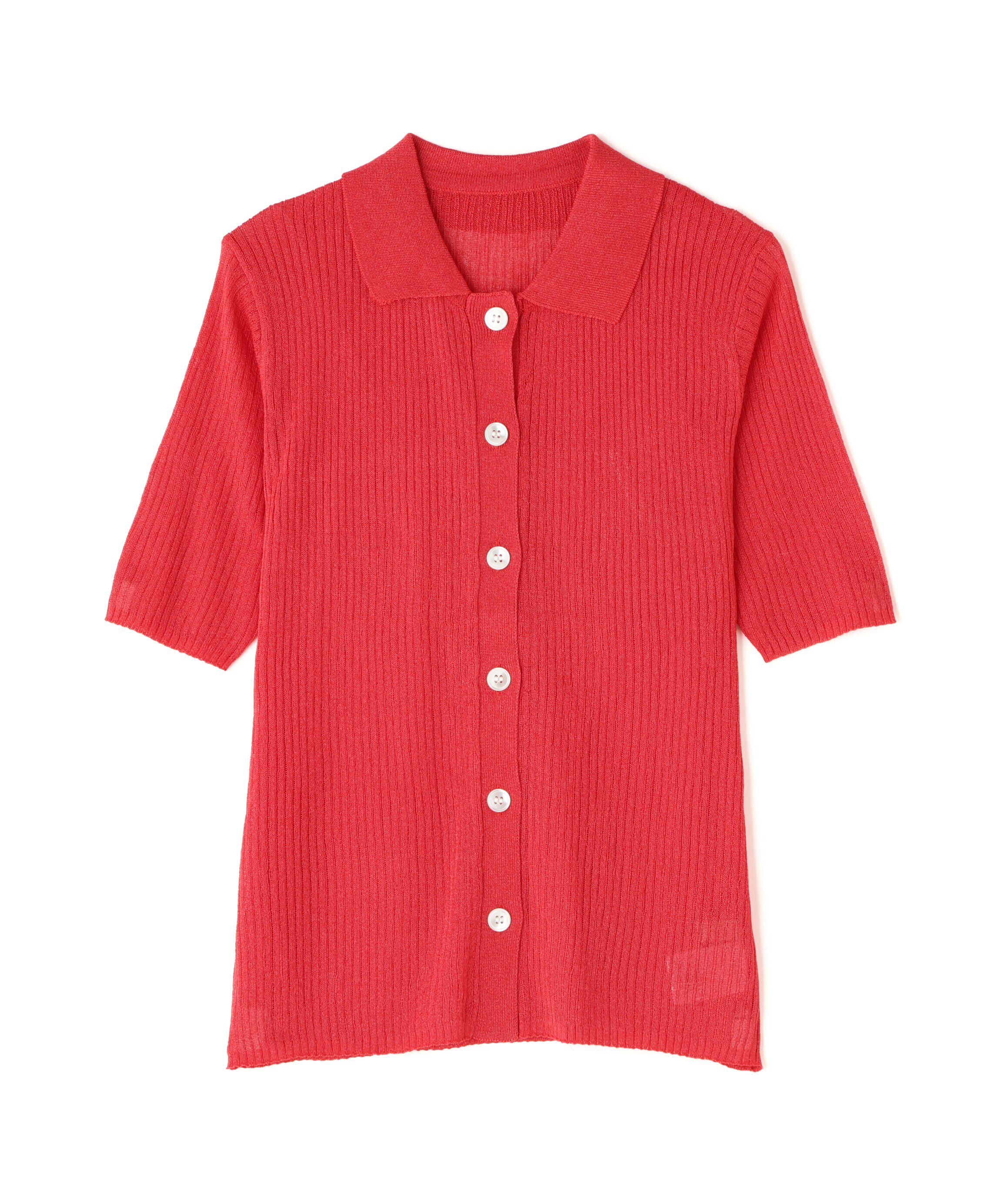  「シアーシャイン襟付きリブニット」|ニット・セーター|