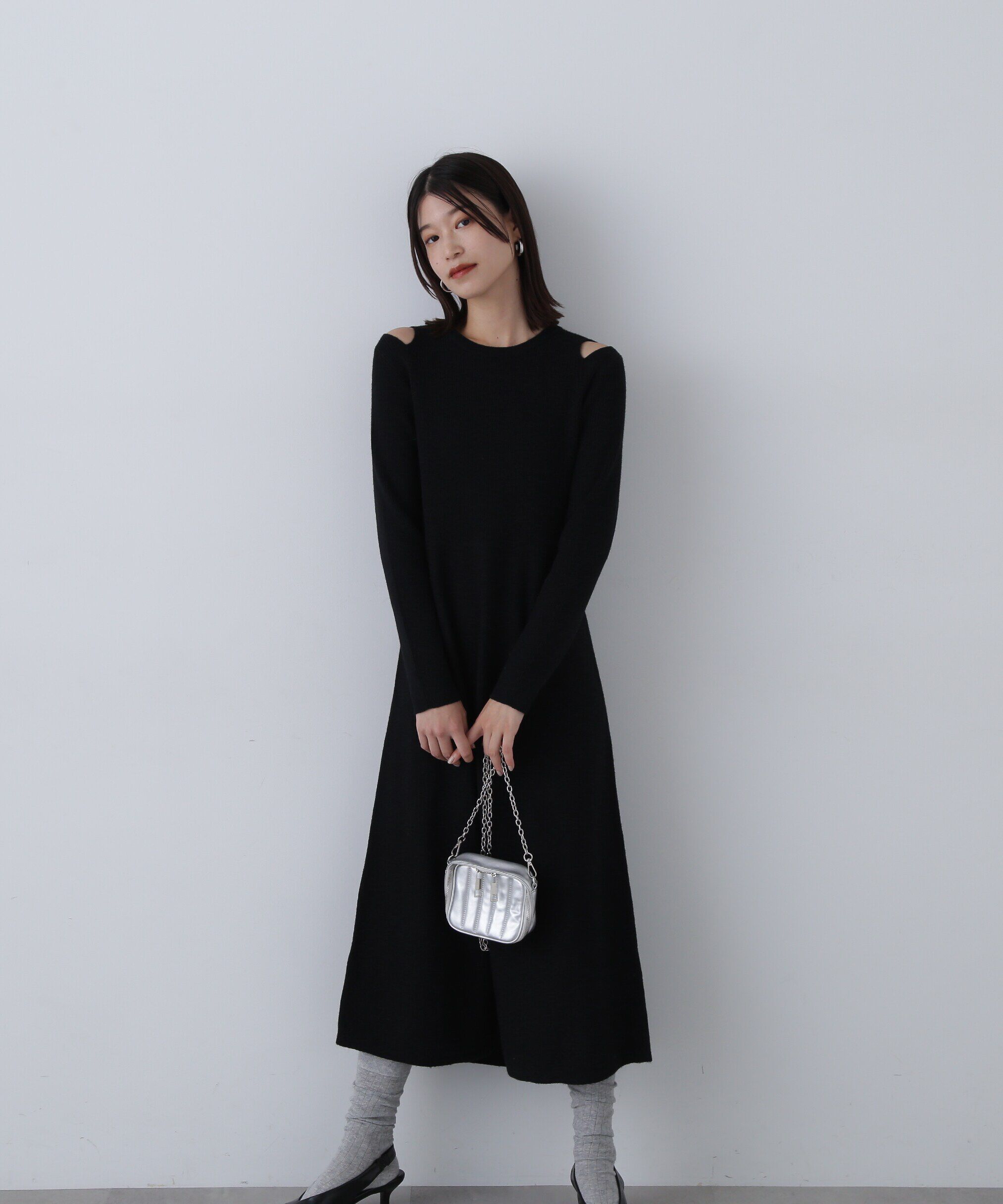  「オープンショルダーニットワンピース」|ワンピース|