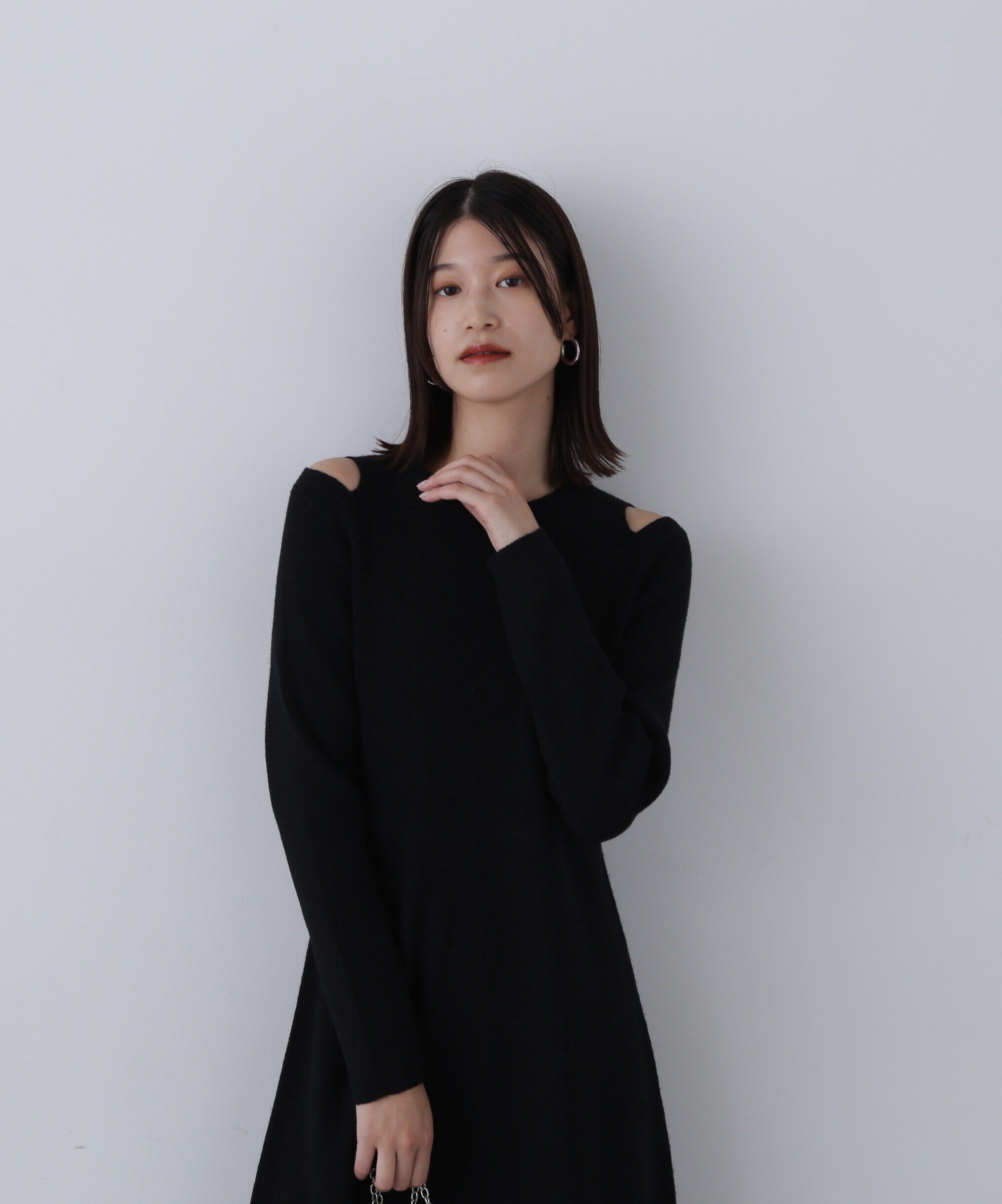  「オープンショルダーニットワンピース」|ワンピース|