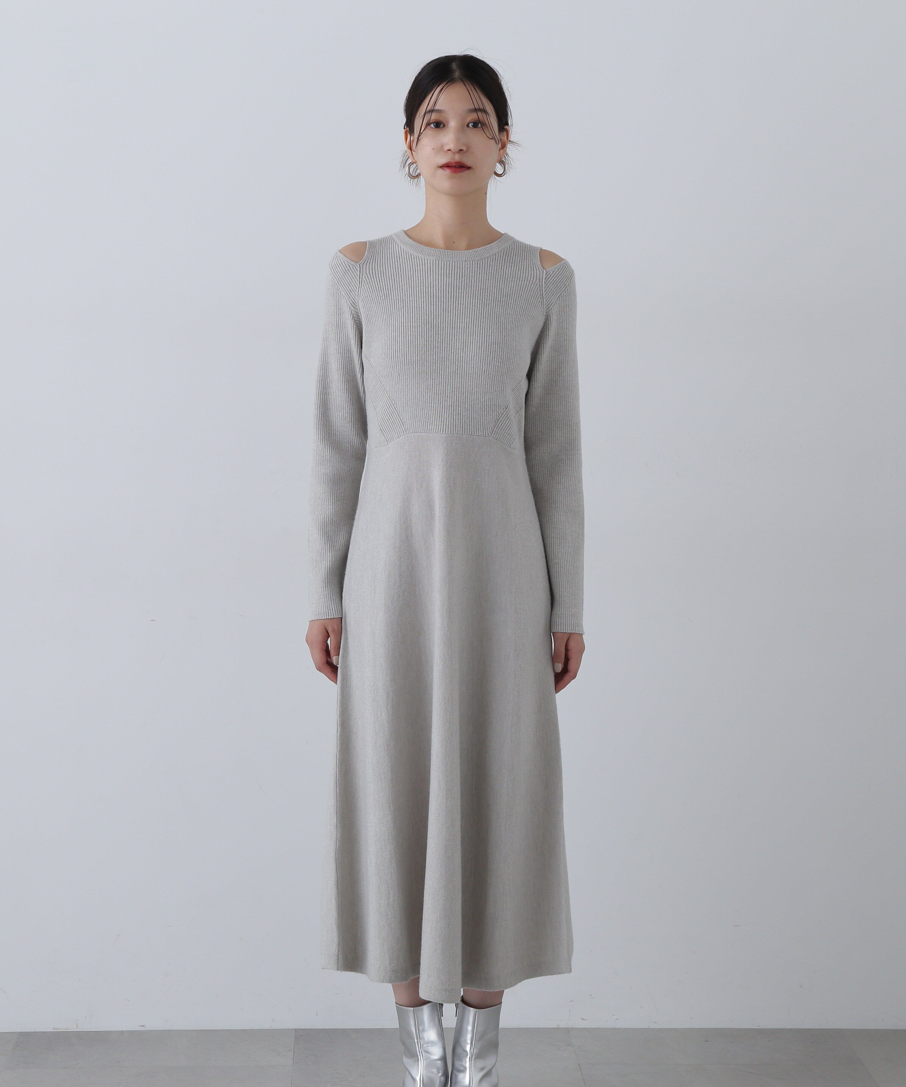  「オープンショルダーニットワンピース」|ワンピース|