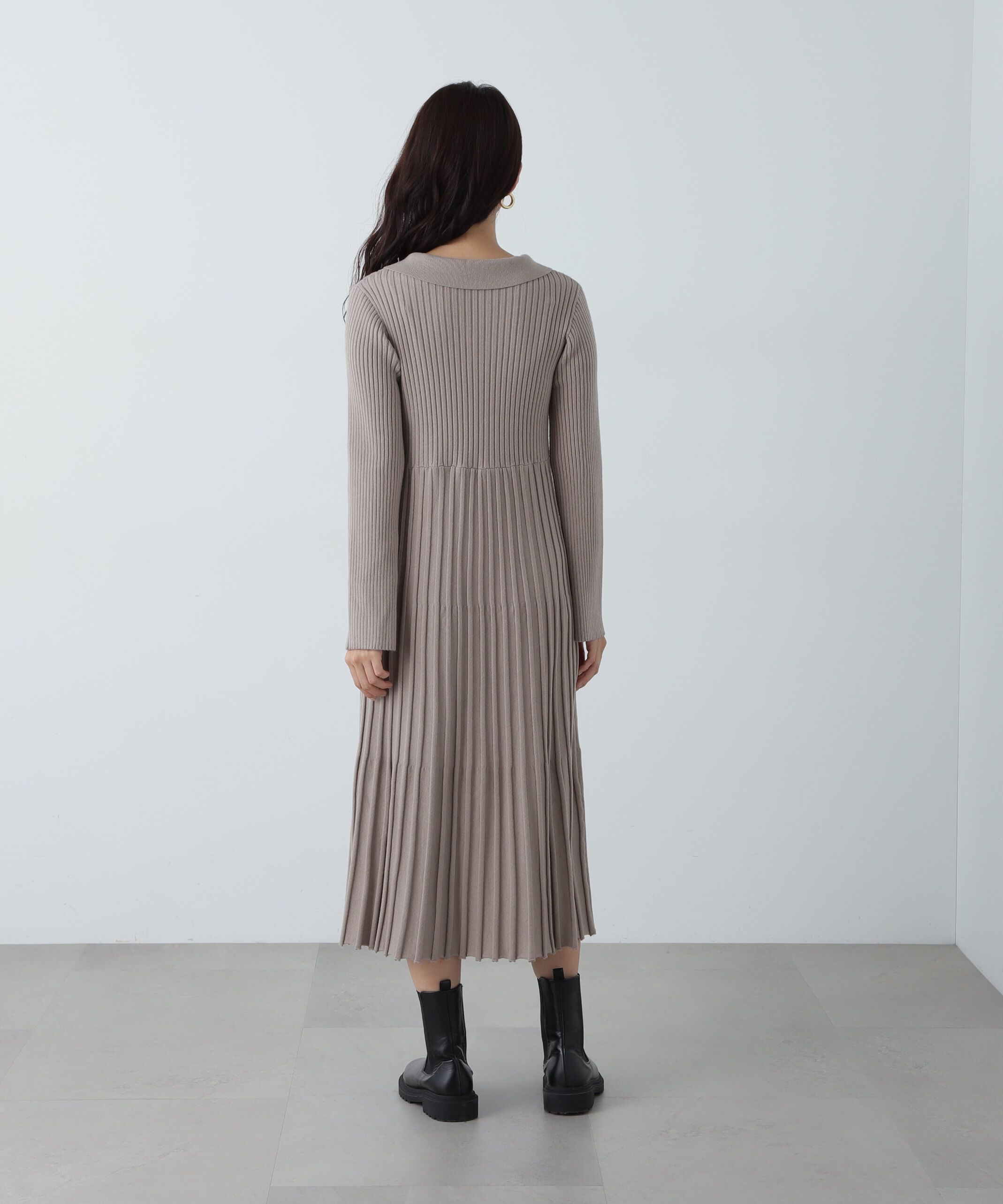  「スキッパーポロニットワンピース」|ワンピース|