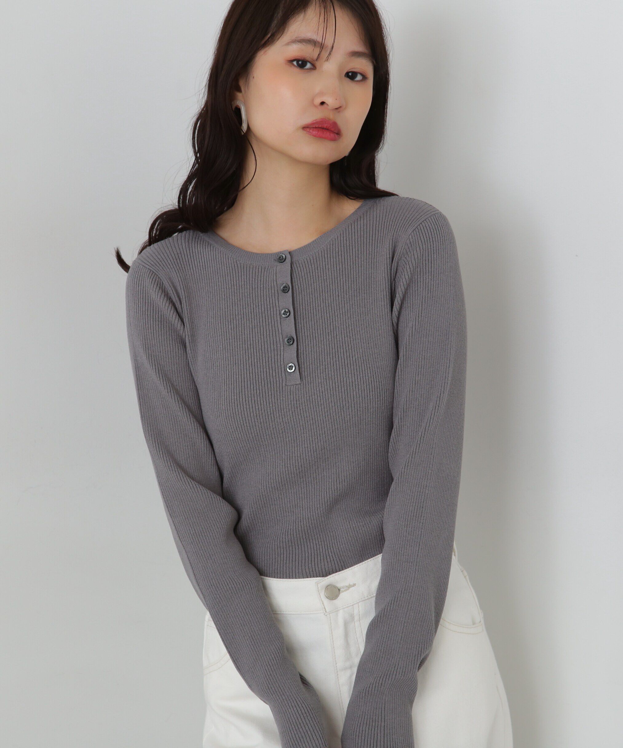  「ヘンリーネックプルオーバーニット」|ニット・セーター|